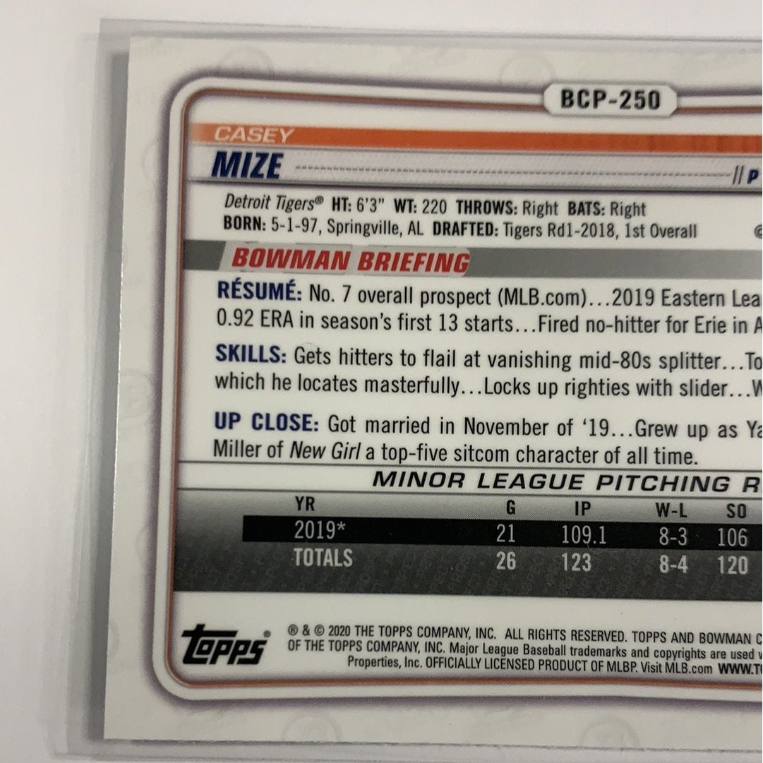 2020 Bowman Chrome Casey Mize Mojo Refractor | Local Legends Cards & Collectibles