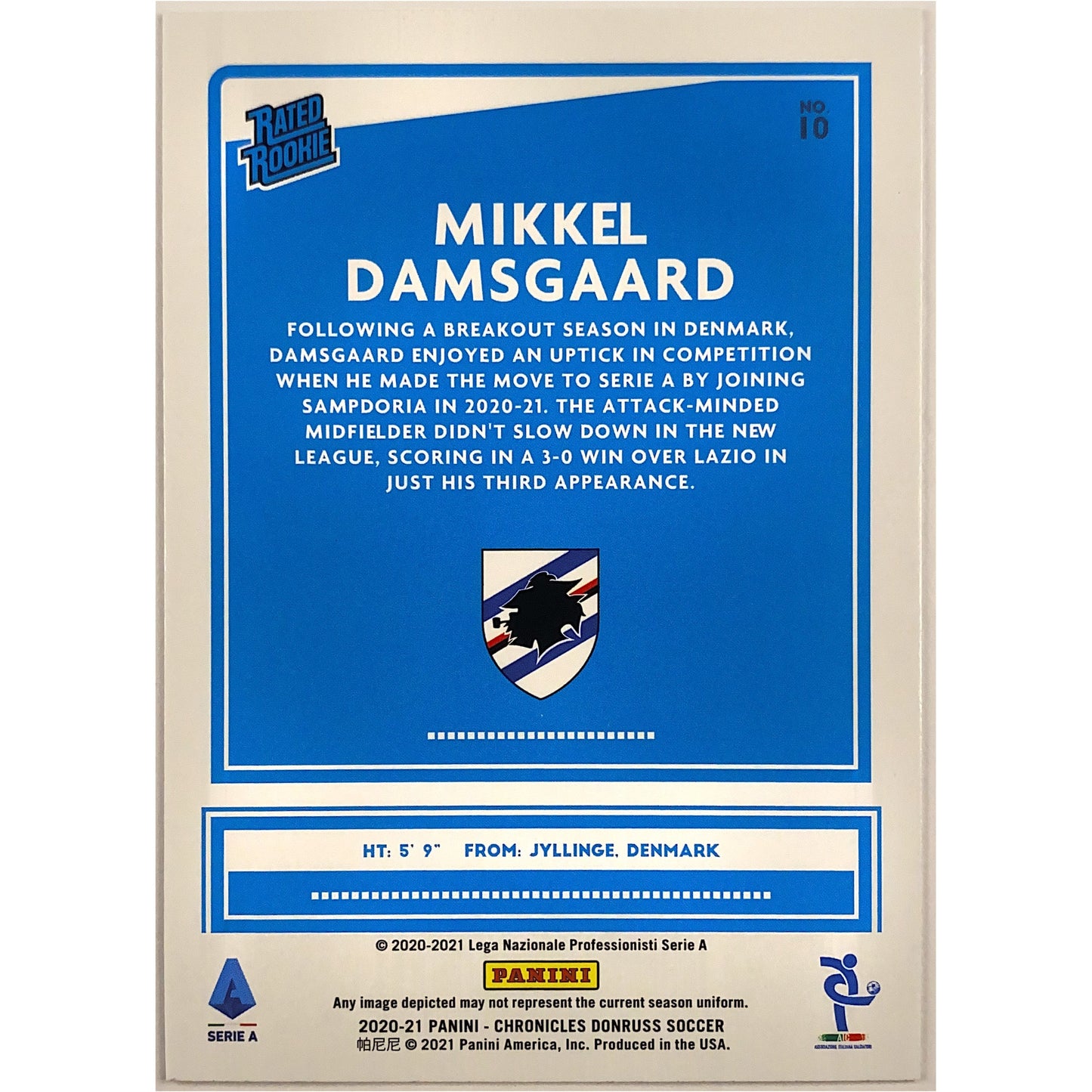 2020-21 Chronicles Donruss Mikkel Damsgaard Purple Astro Rated Rookie