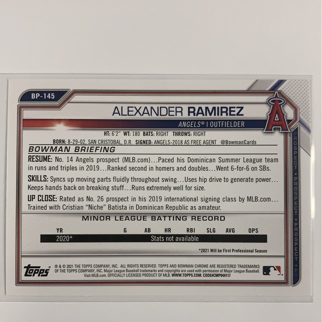 2021 Bowman 1st Alexander Ramirez BP-145 Local Legends Cards & Collectibles