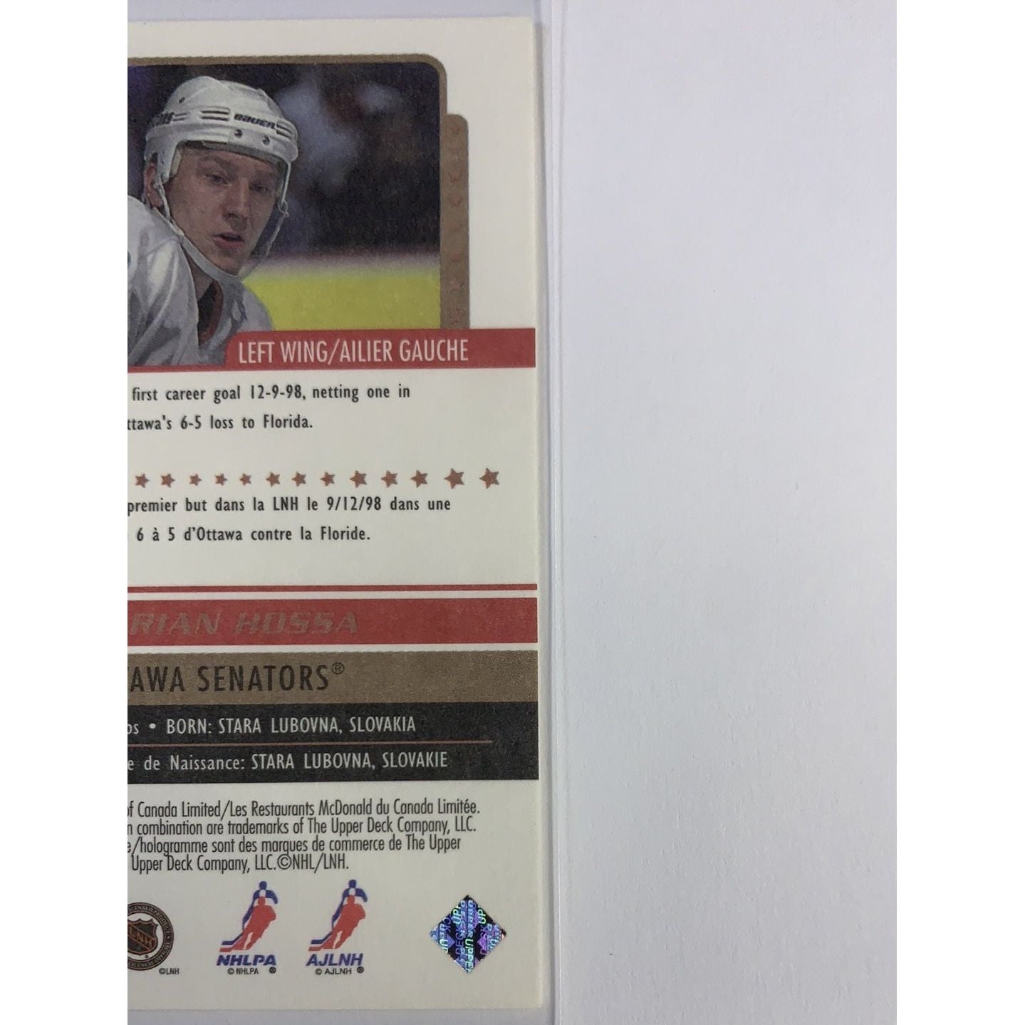 1999-00 McDonald’s Retro Marian Hossa Today’s Rookies | Local Legends Cards & Collectibles