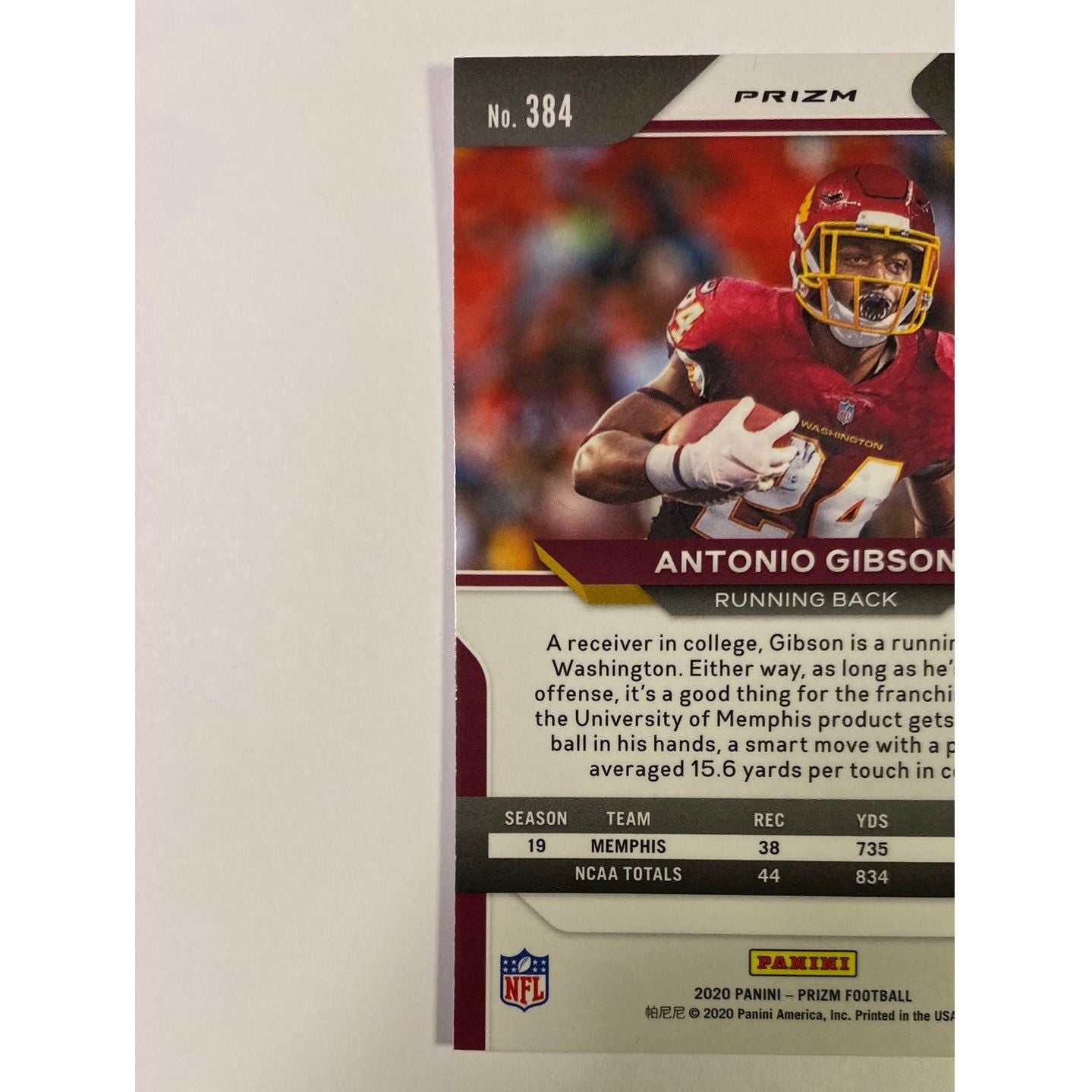 2020 Panini Prizm Antonio Gibson Silver Holo Prizm RC | Local Legends Cards & Collectibles