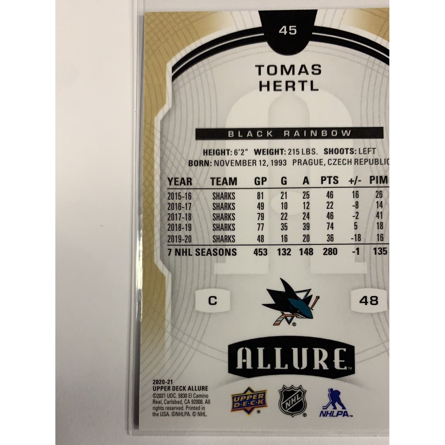 2020-21 Allure Tomas Hertl Black Rainbow | Local Legends Cards & Collectibles