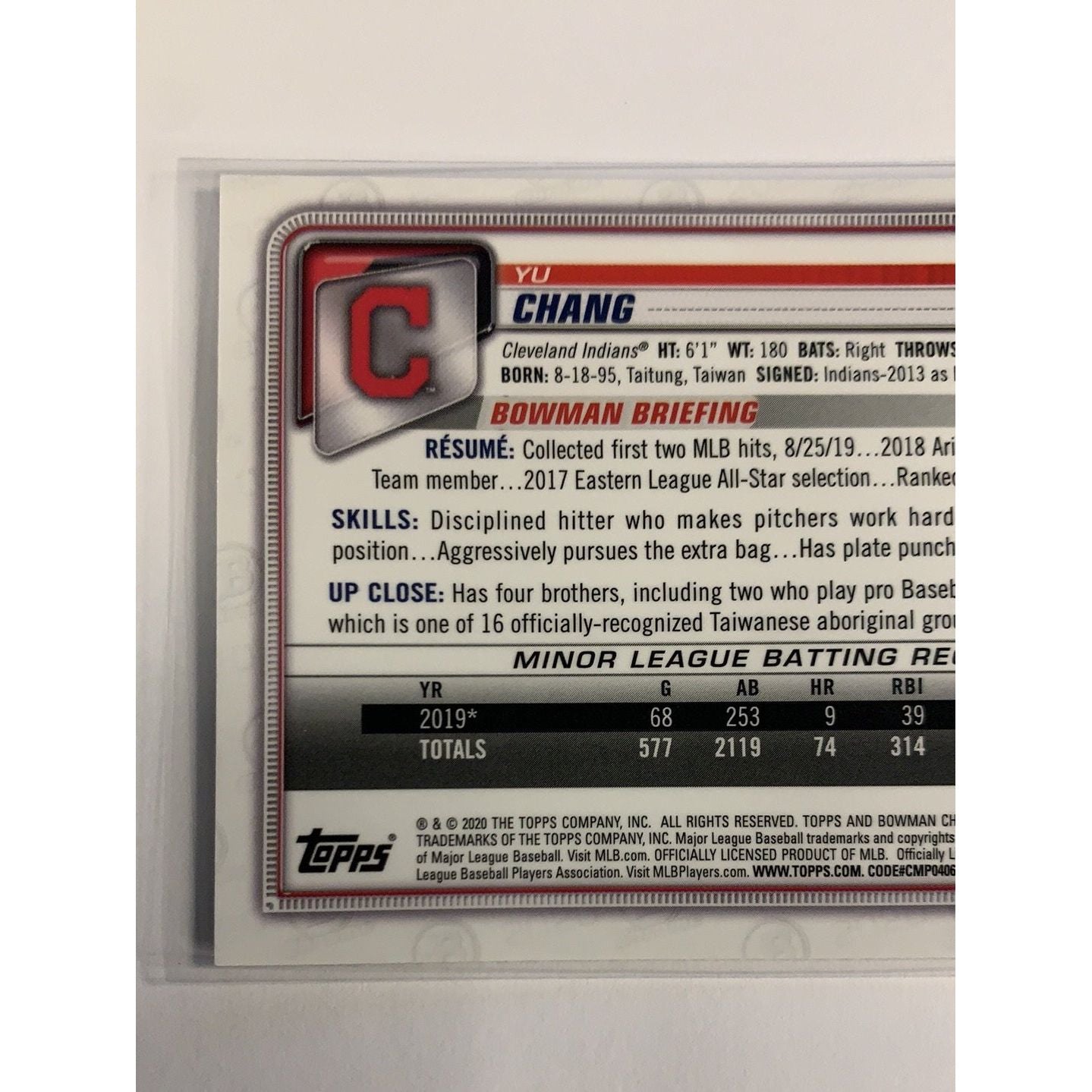 2020 Bowman Chrome Yu Chang RC | Local Legends Cards & Collectibles