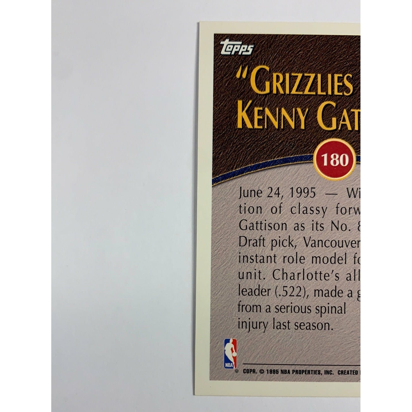 1995 Topps Grizzlies Draft Kenny Gattison | Local Legends Cards & Collectibles