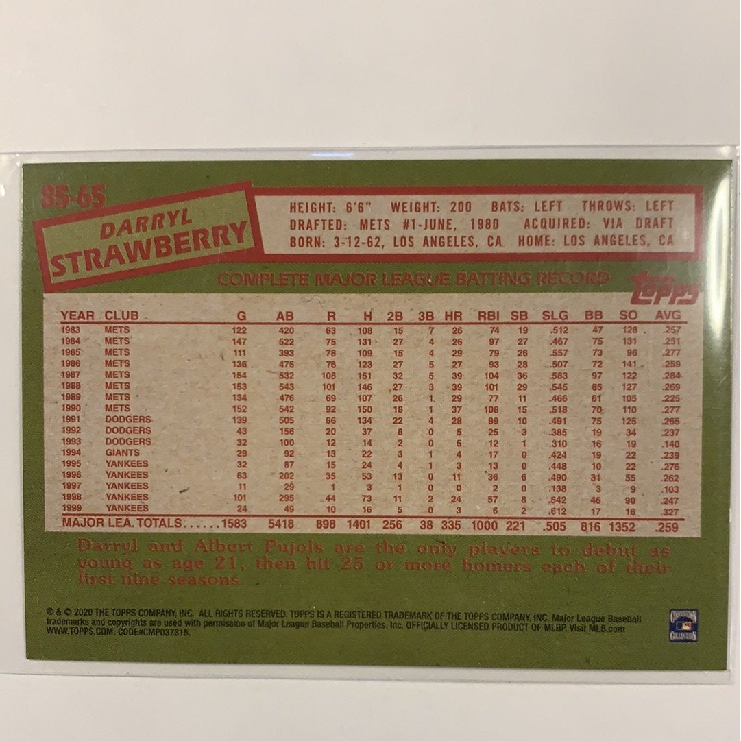2020 Topps 35th Anniversary Darryl Strawberry Insert Local Legends Cards & Collectibles