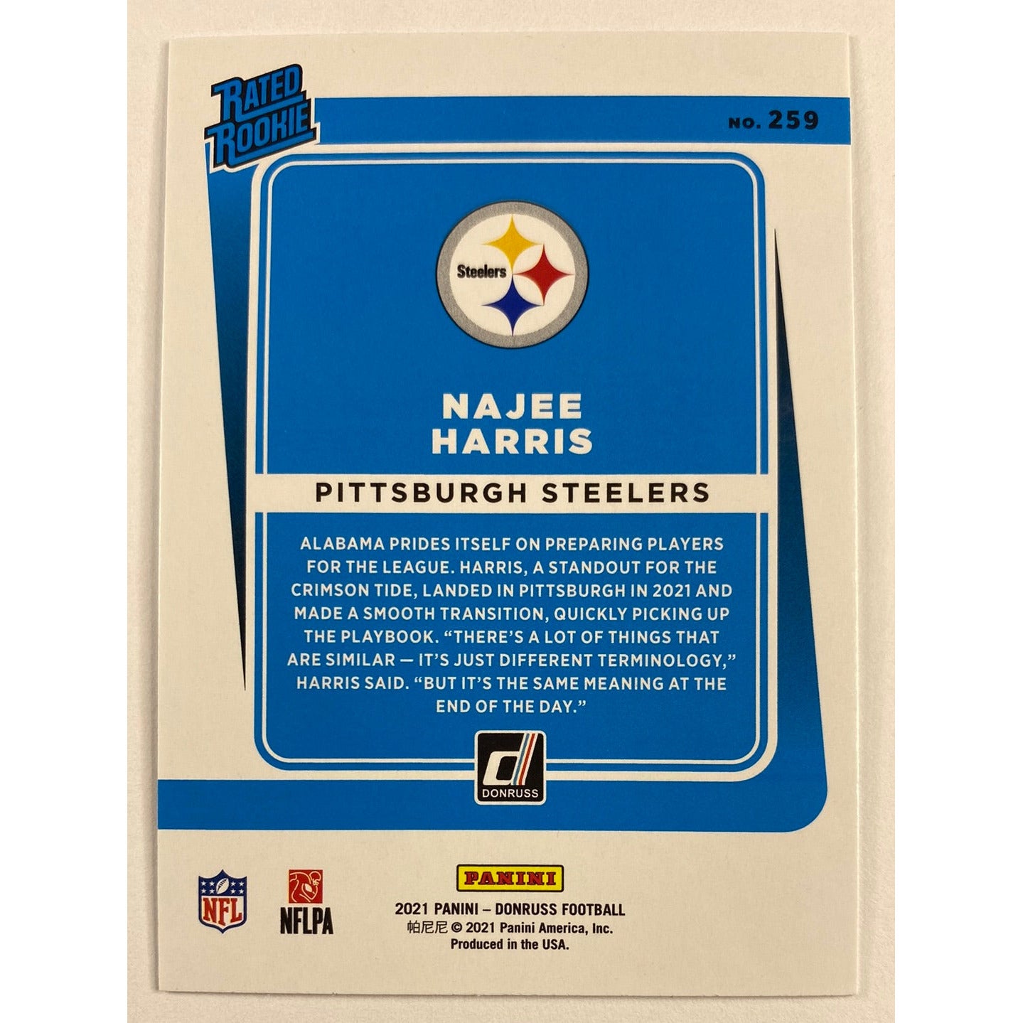 2021 Donruss Najee Harris Rated Rookie | Local Legends Cards & Collectibles