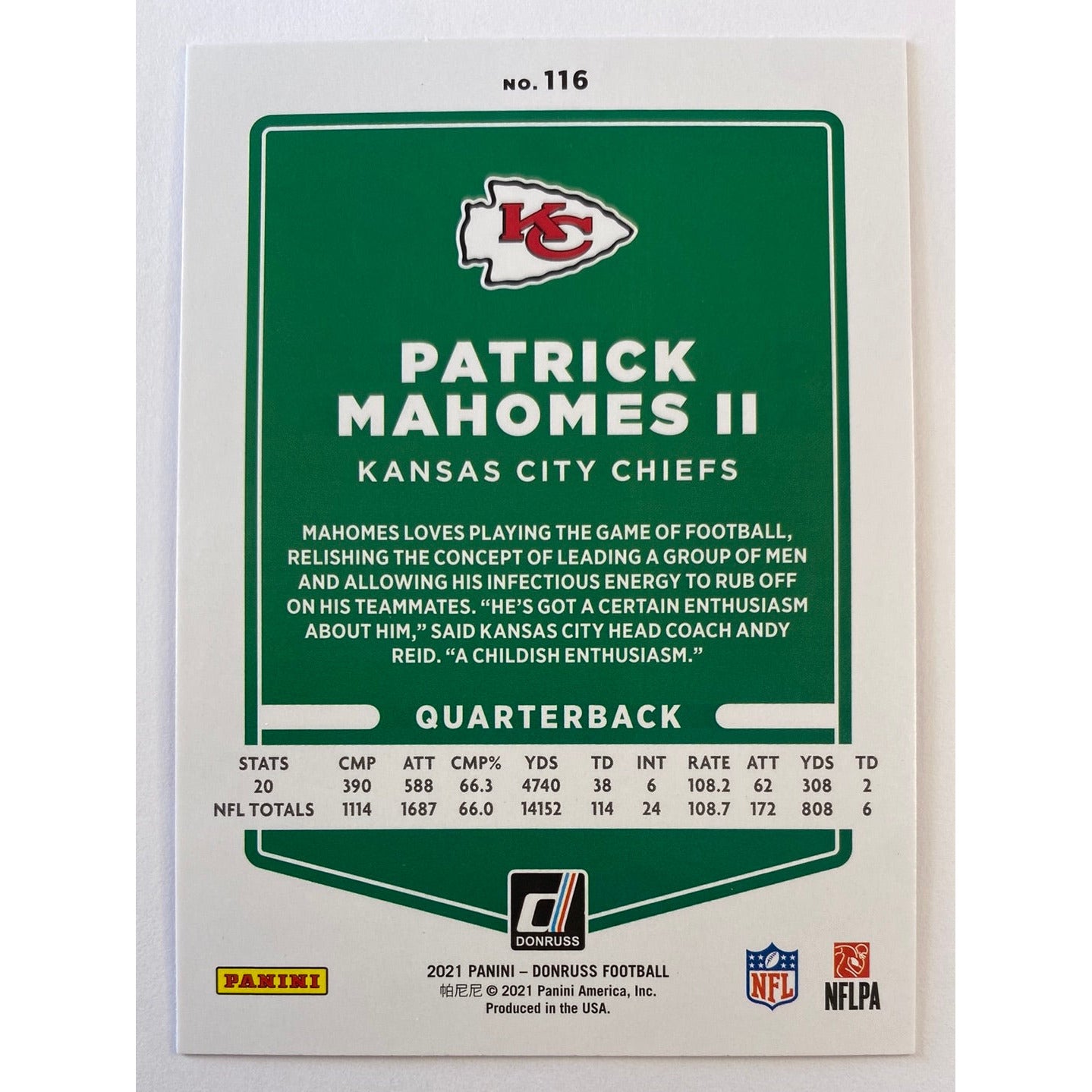 2021 Donruss Patrick Mahomes ll Red Press Proof | Local Legends Cards & Collectibles