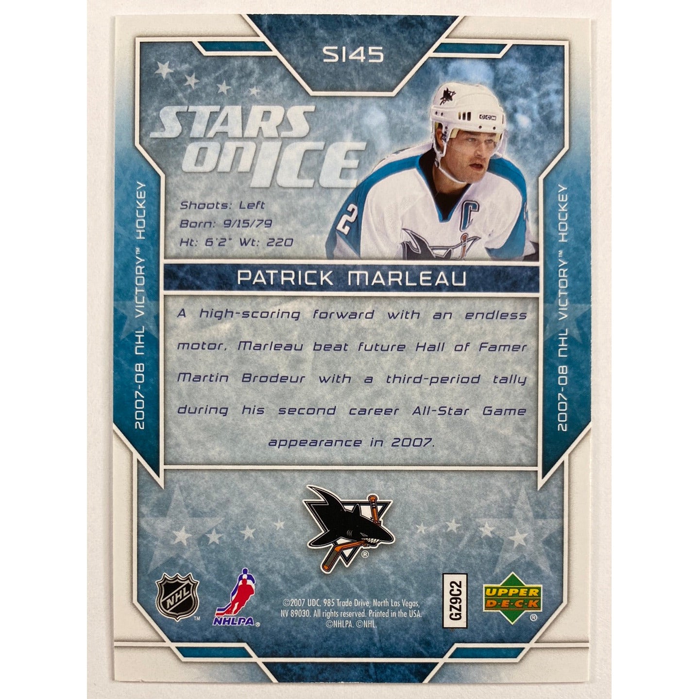 2007-08 Victory Patrick Marleau Stars On Ice | Local Legends Cards & Collectibles