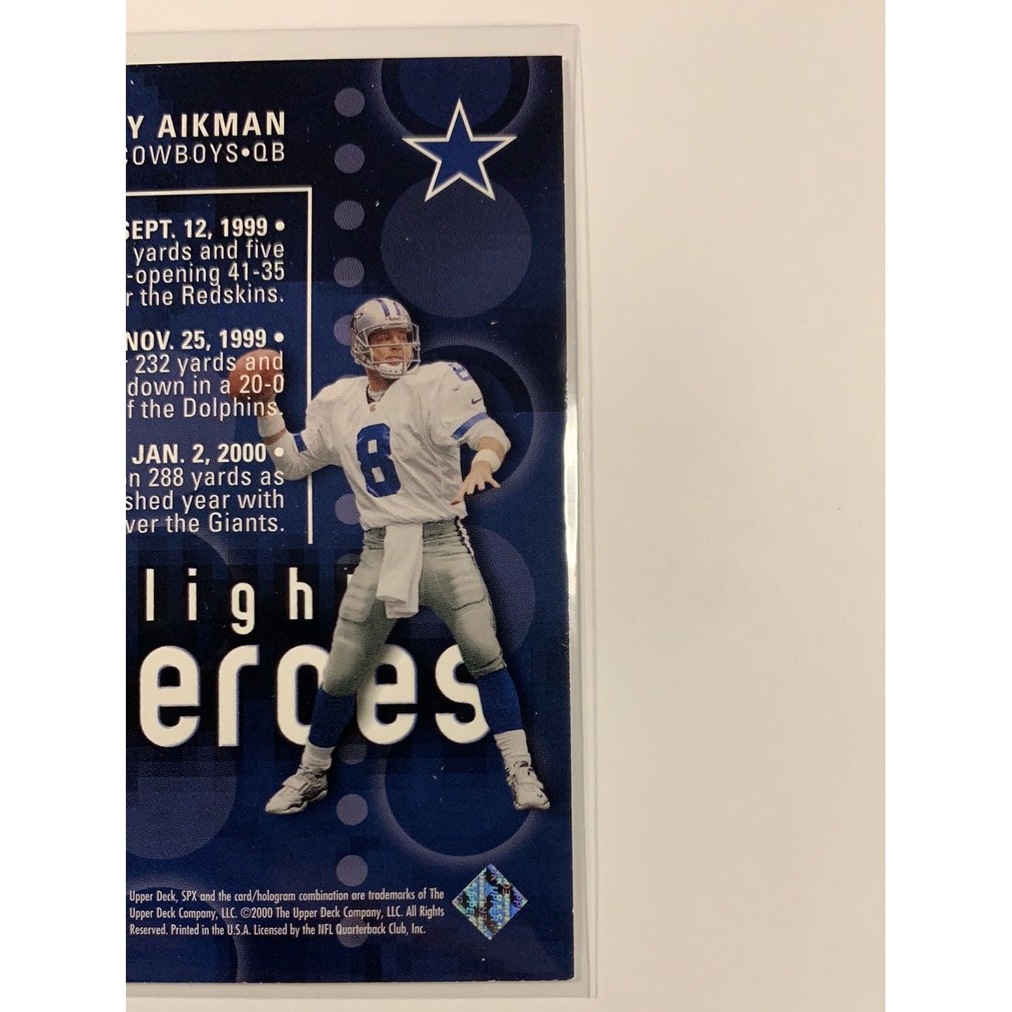 2000 SPx Troy Aikman Highlight Heroes Local Legends Cards & Collectibles