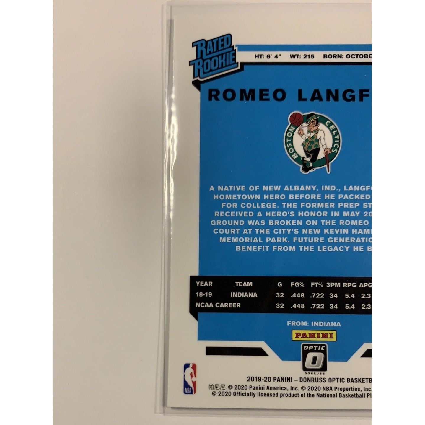 2019-20 Donruss Optic Romeo Langford Rated Rookie | Local Legends Cards & Collectibles