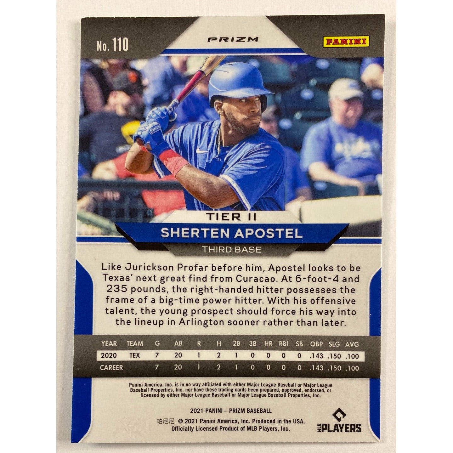 2021 Panini Prizm Sherten Apostel Blue Wave Prizm RC | Local Legends Cards & Collectibles