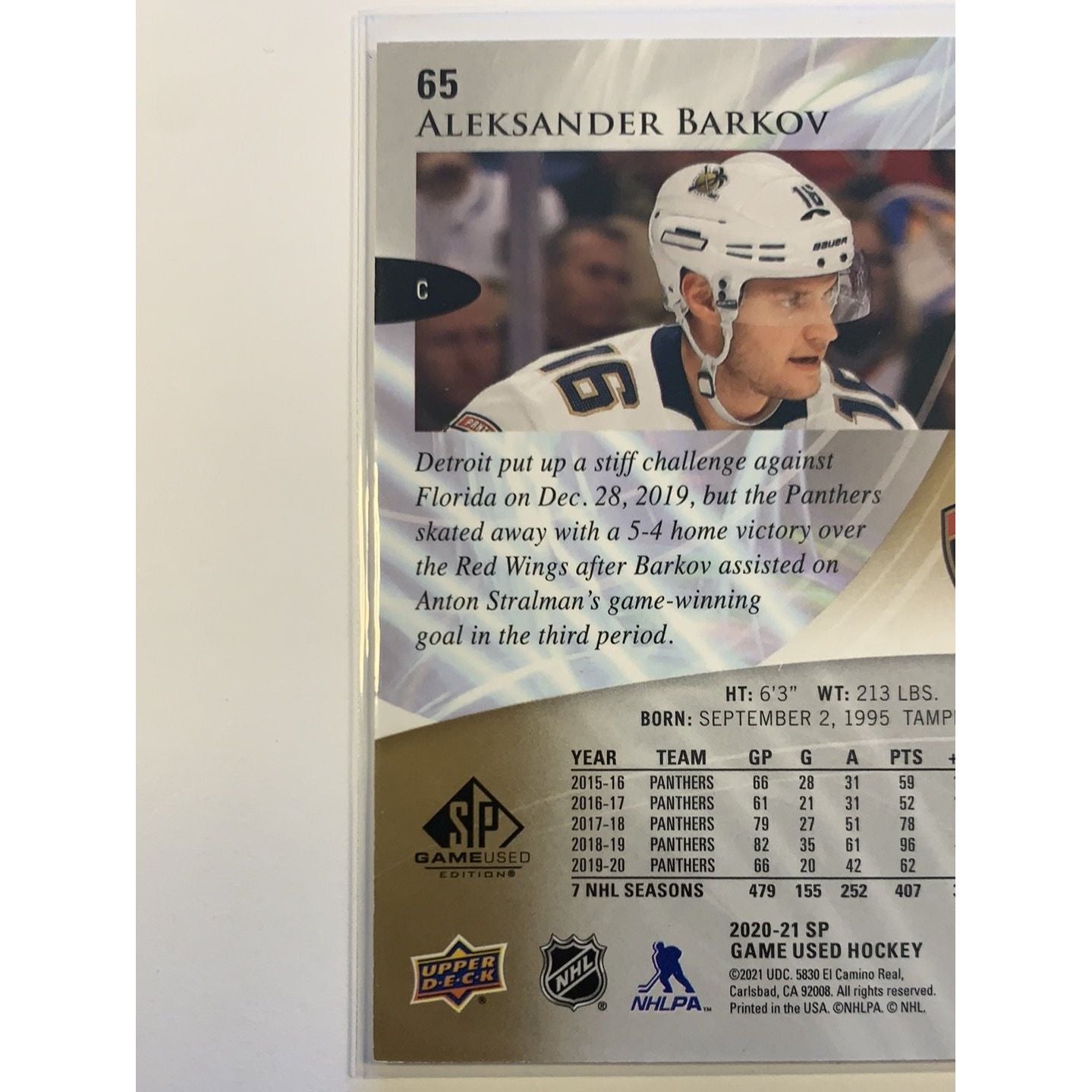 2020-21 SP Game Used Edition Aleksander Barkov /265 Local Legends Cards & Collectibles