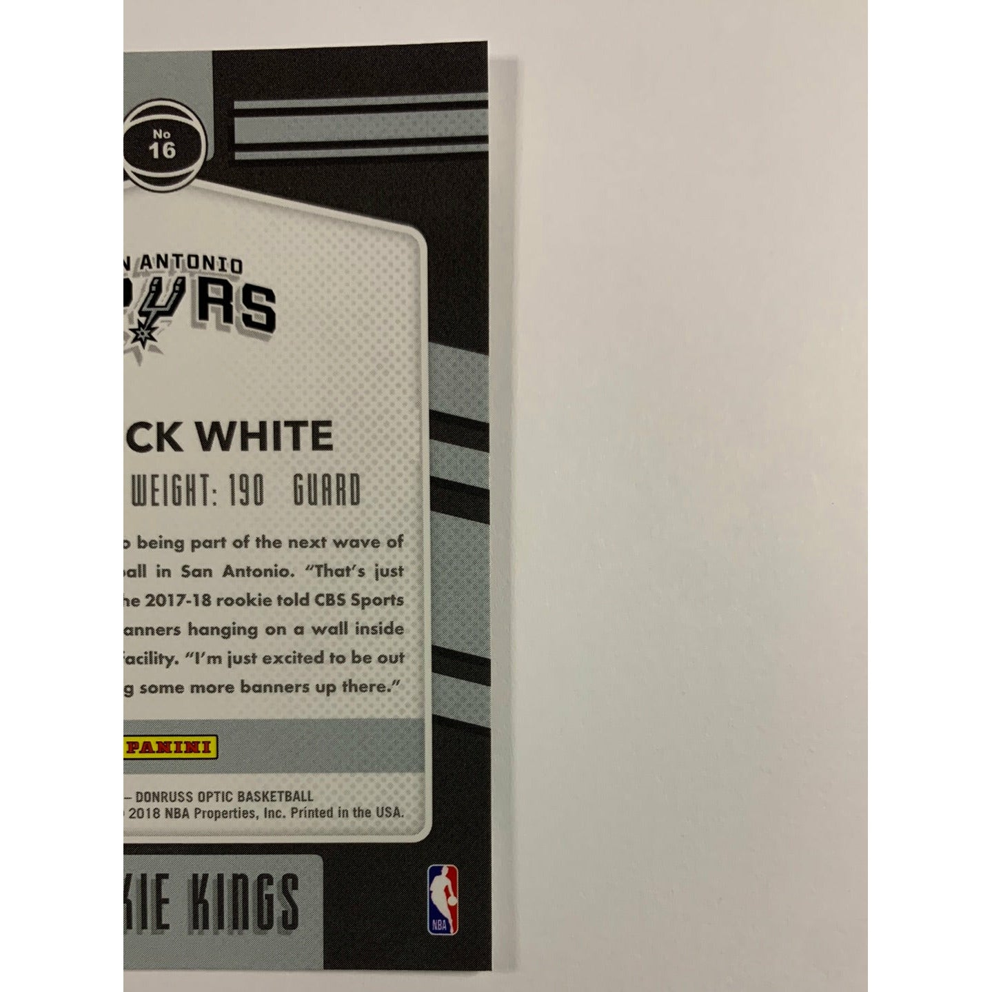 2017-18 Donruss Optic Derrick White Rookie Kings