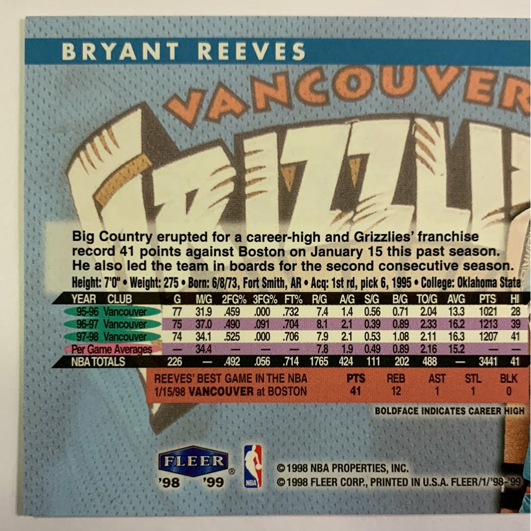 1998-99 Fleer Tradition Bryant “Big Country” Reeves | Local Legends Cards & Collectibles
