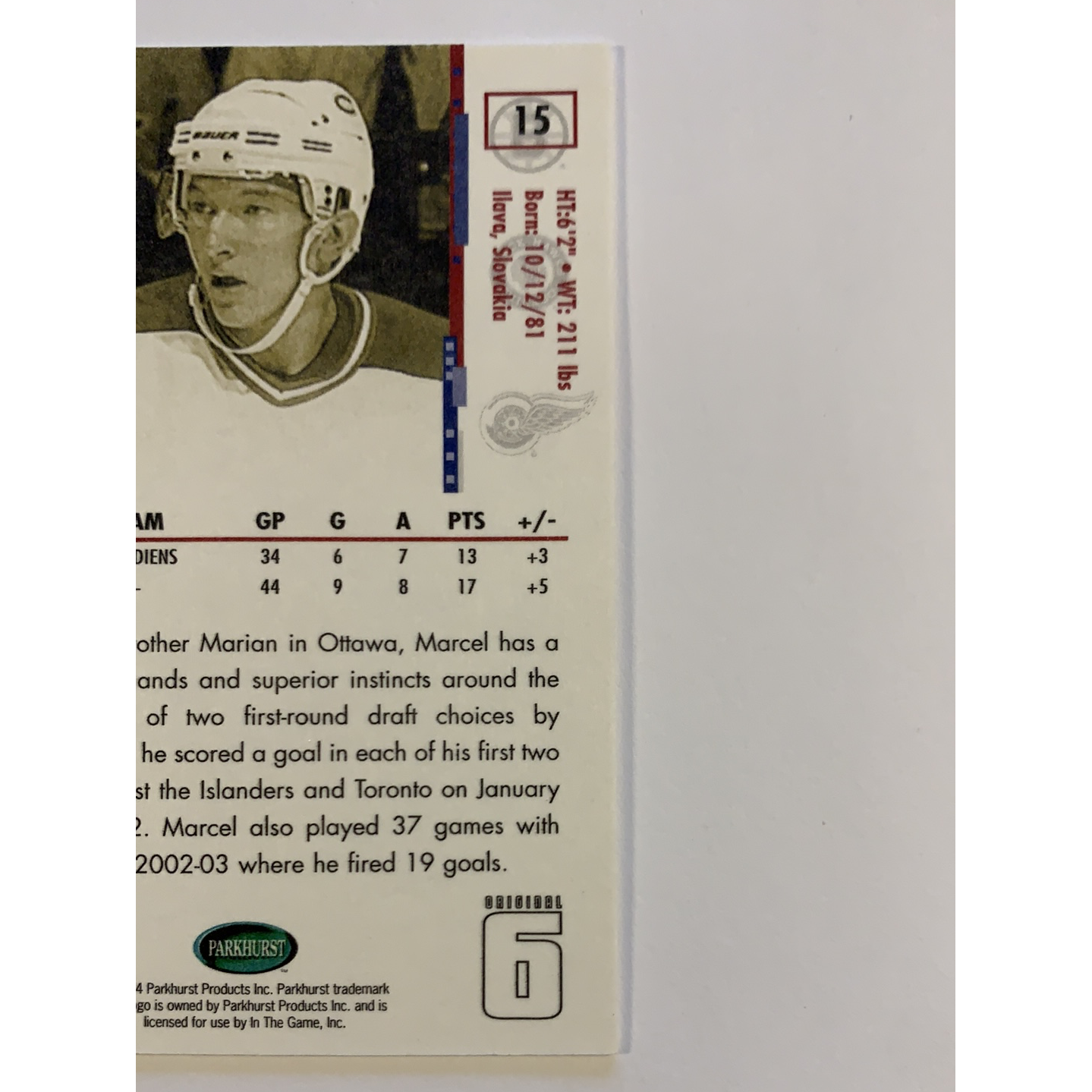 2004-05 Parkhurst Original Six Marcel Hossa 01/10 Spring Expo Local Legends Cards & Collectibles