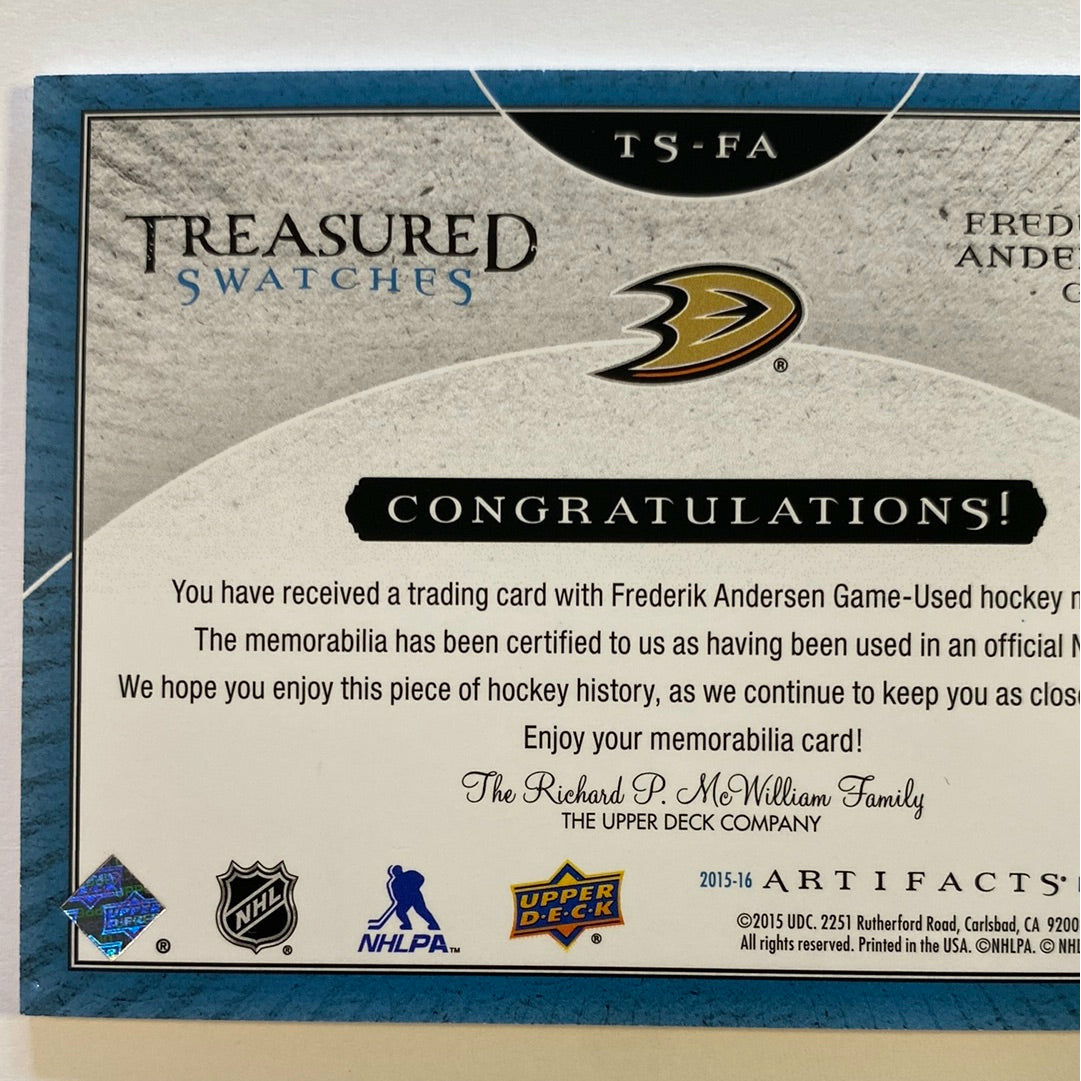 2015-16 Artifacts Frederik Anderson Treasured Swatches | Local Legends Cards & Collectibles