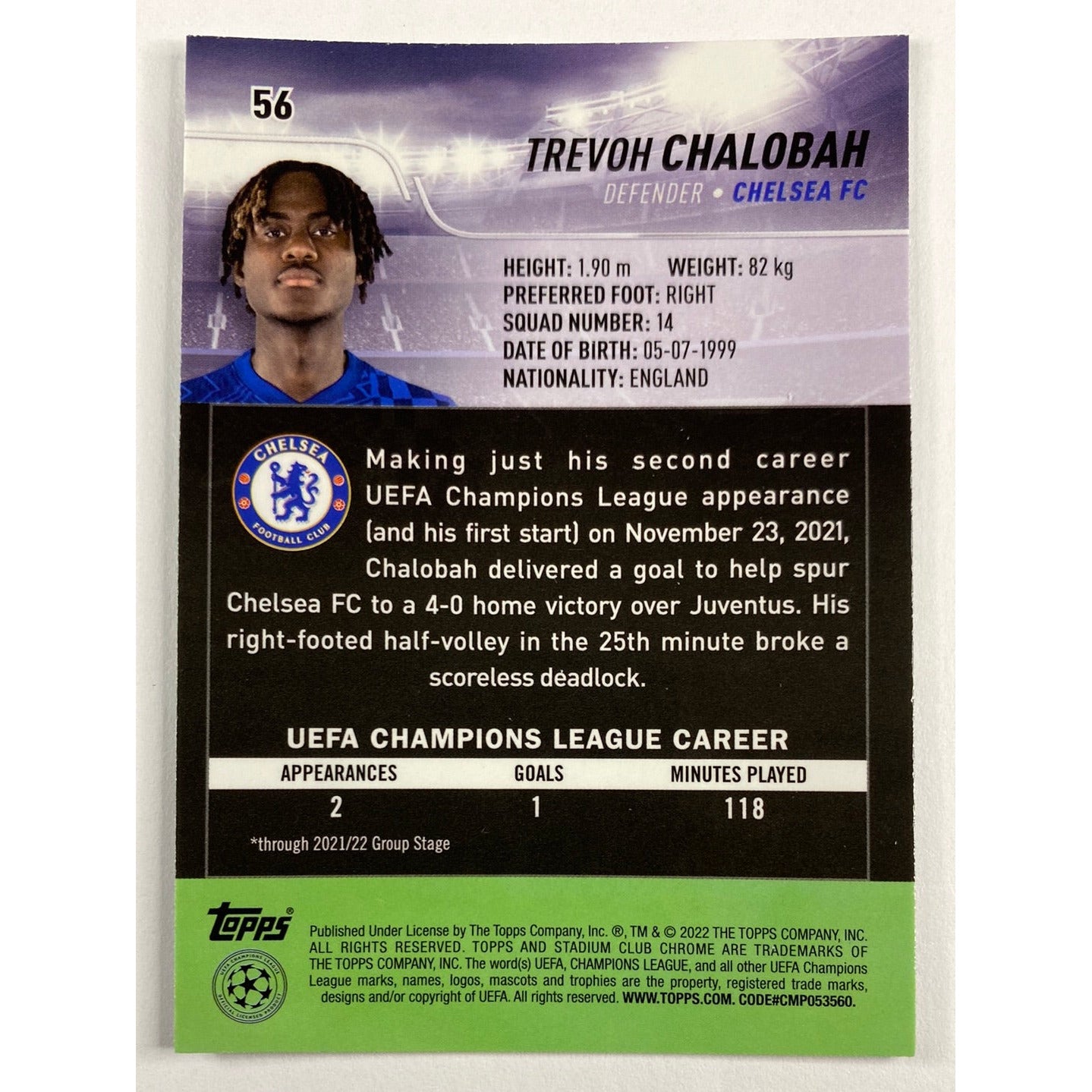 2022 Stadium Club Chrome Trevoh Chalobah RC | Local Legends Cards & Collectibles