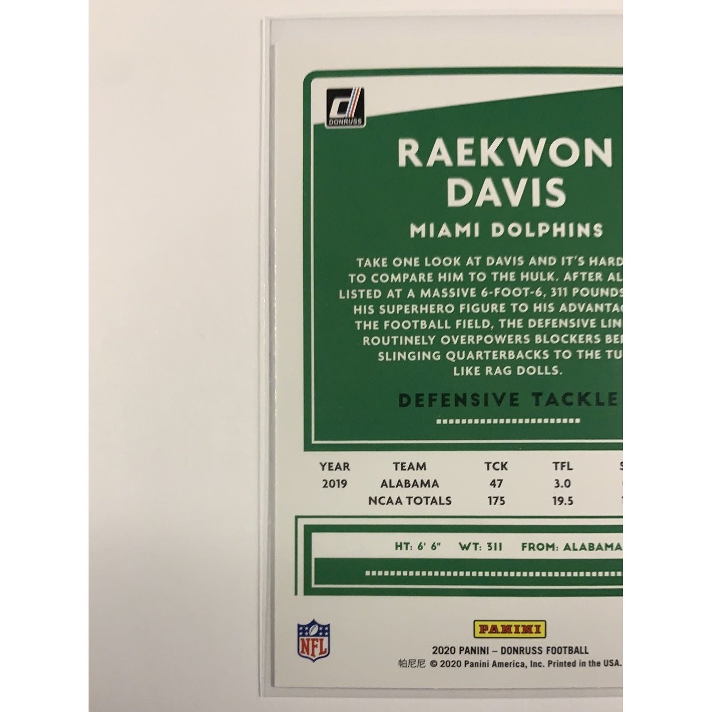 2020 Donruss Raekwon Davis RC | Local Legends Cards & Collectibles