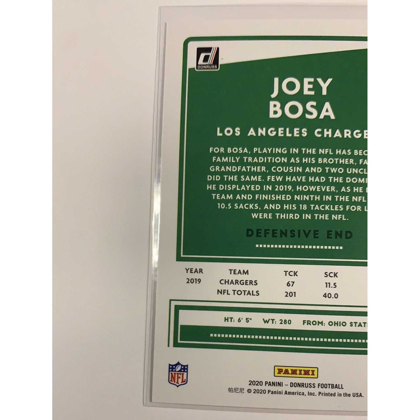2020 Donruss Joey Bosa Red Press Proof | Local Legends Cards & Collectibles
