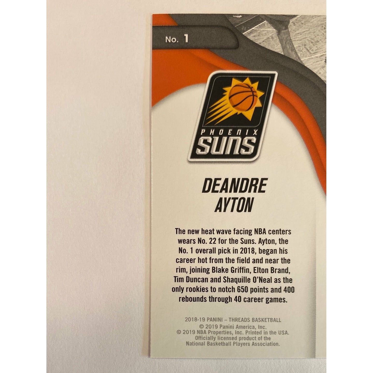 2018-19 Panini Threads DeAndre Ayton Next Wave | Local Legends Cards & Collectibles