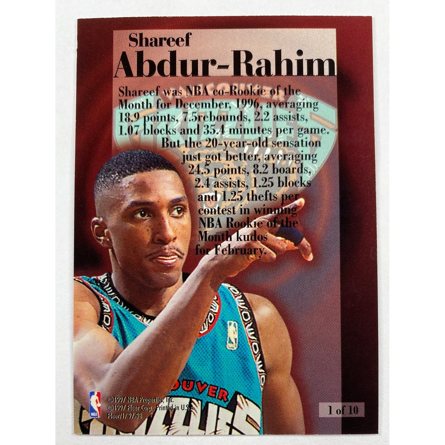 1997-98 Fleer Shareef Abdur-Rahim Rookie Rewind | Local Legends Cards & Collectibles