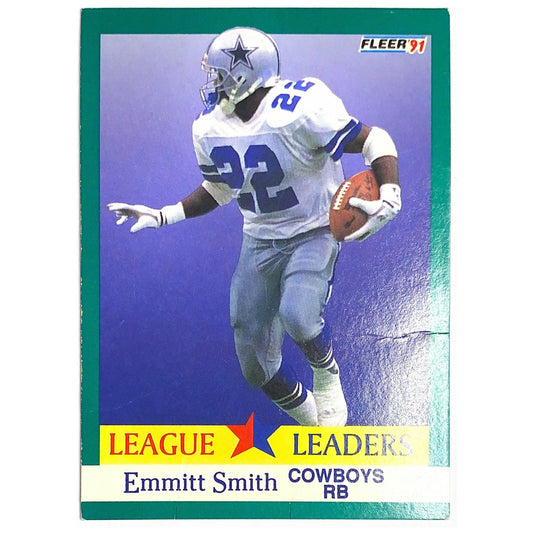 ❗️DAMAGED! 1991 Fleer League Leaders Emmitt Smith #418