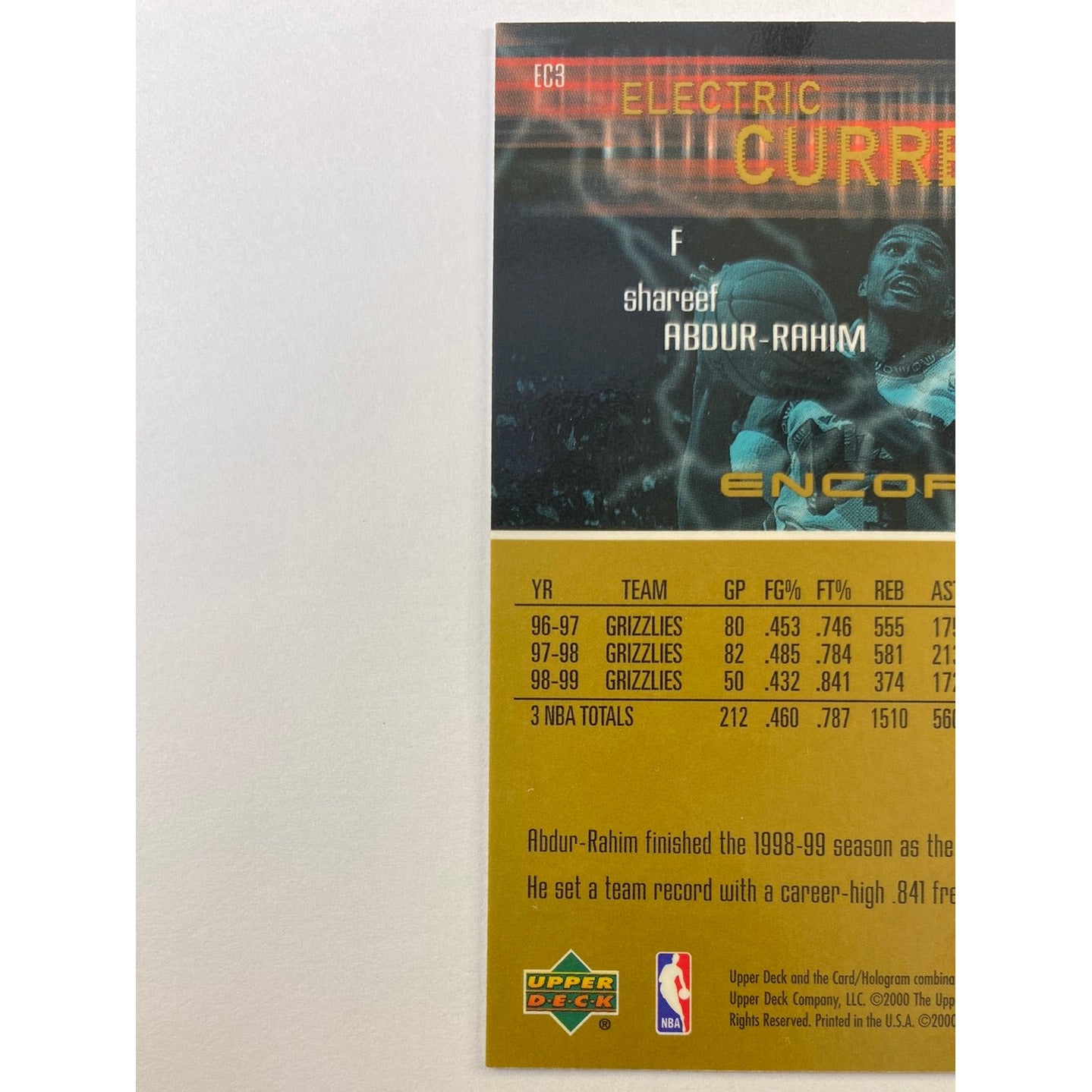 2000 Upper Deck Shareef Abdur Rahim Electric Currents