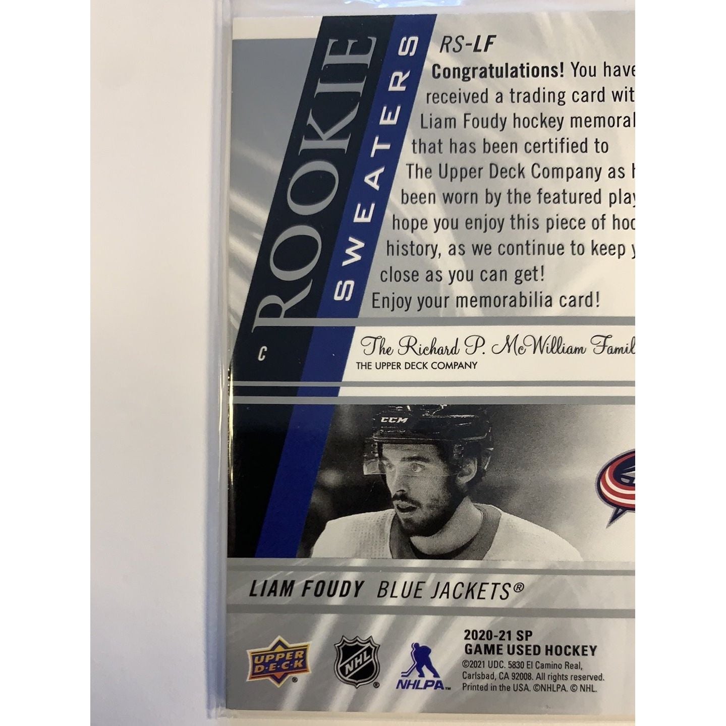 2020-21 SP Game Used Edition Liam Foudy Rookie Sweaters /249 | Local Legends Cards & Collectibles
