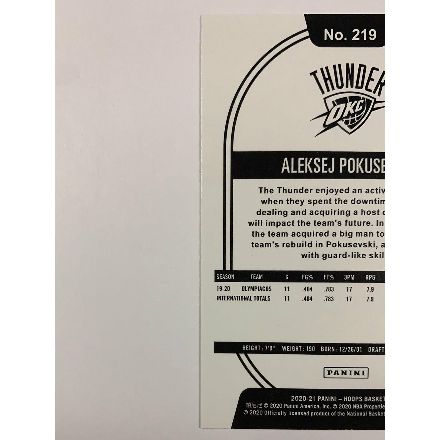 2020-21 Hoops Aleksej Pokusevski RC | Local Legends Cards & Collectibles