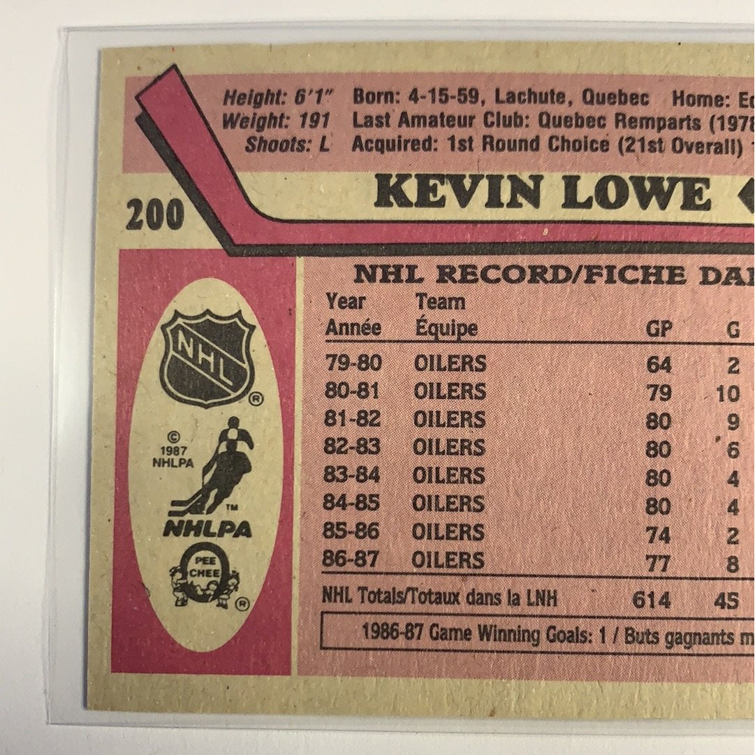 1987-88 O-Pee-Chee Kevin Lowe Base #200 Local Legends Cards & Collectibles
