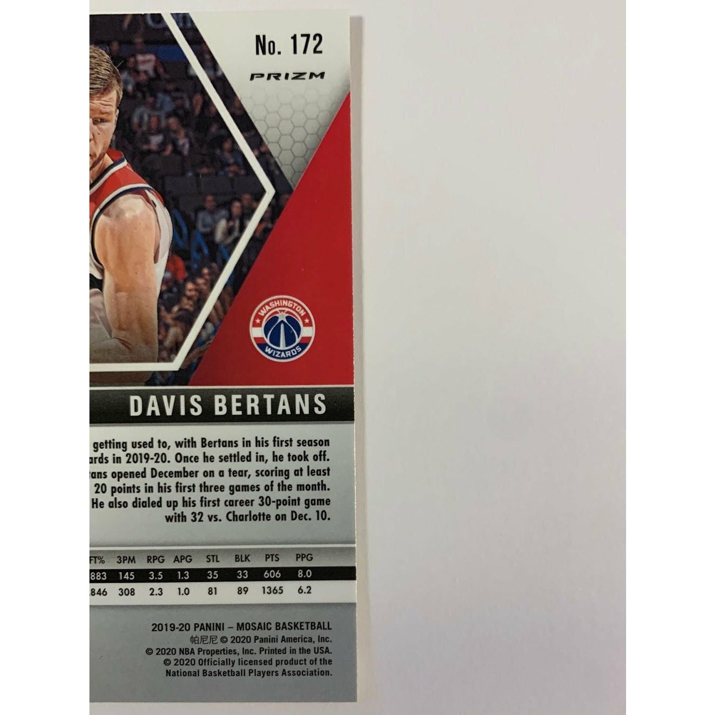 2019-20 Mosaic Davis Bertans Gold Wave Prizm