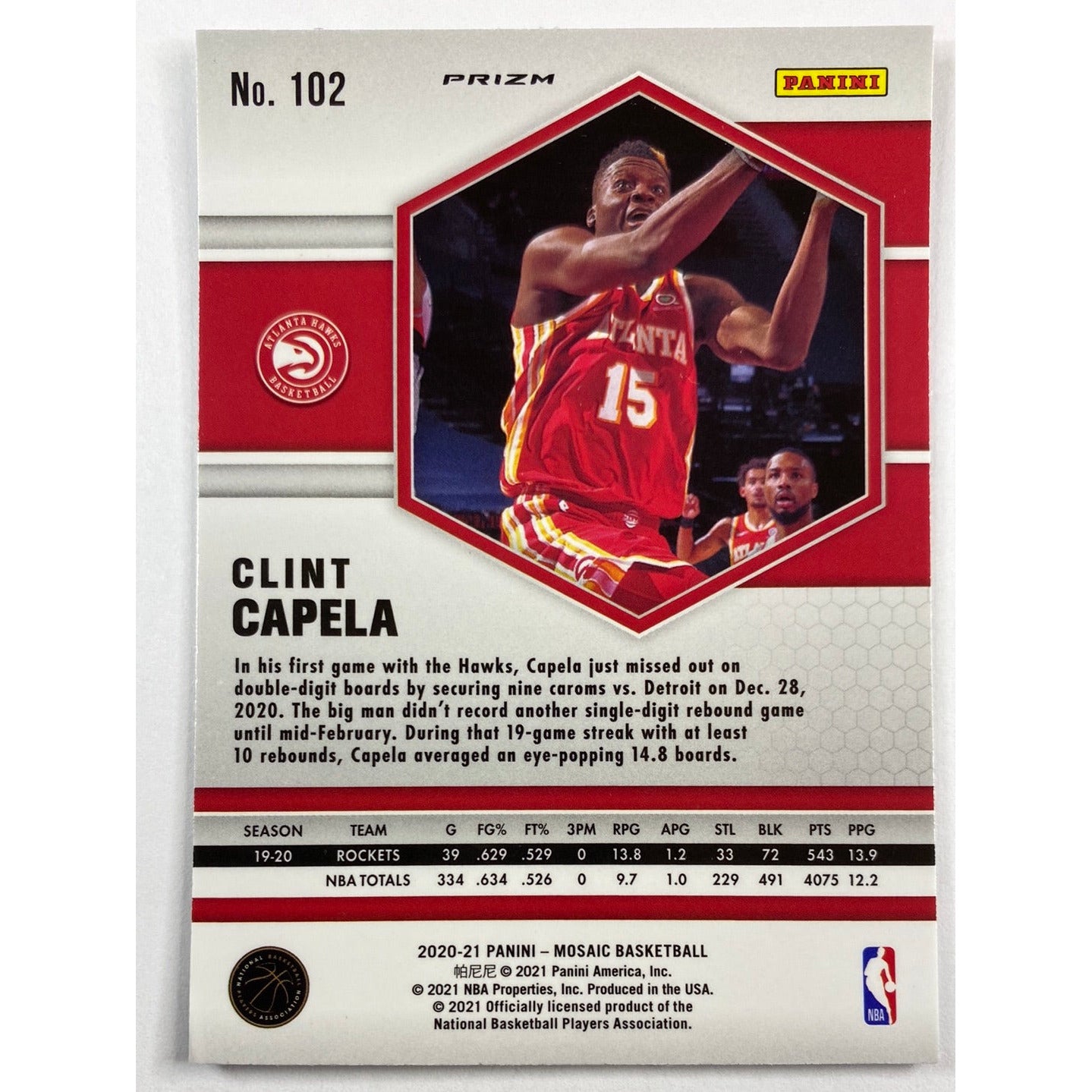 2020-21 Mosaic Clint Capela Silver Mosaic Prizm | Local Legends Cards & Collectibles