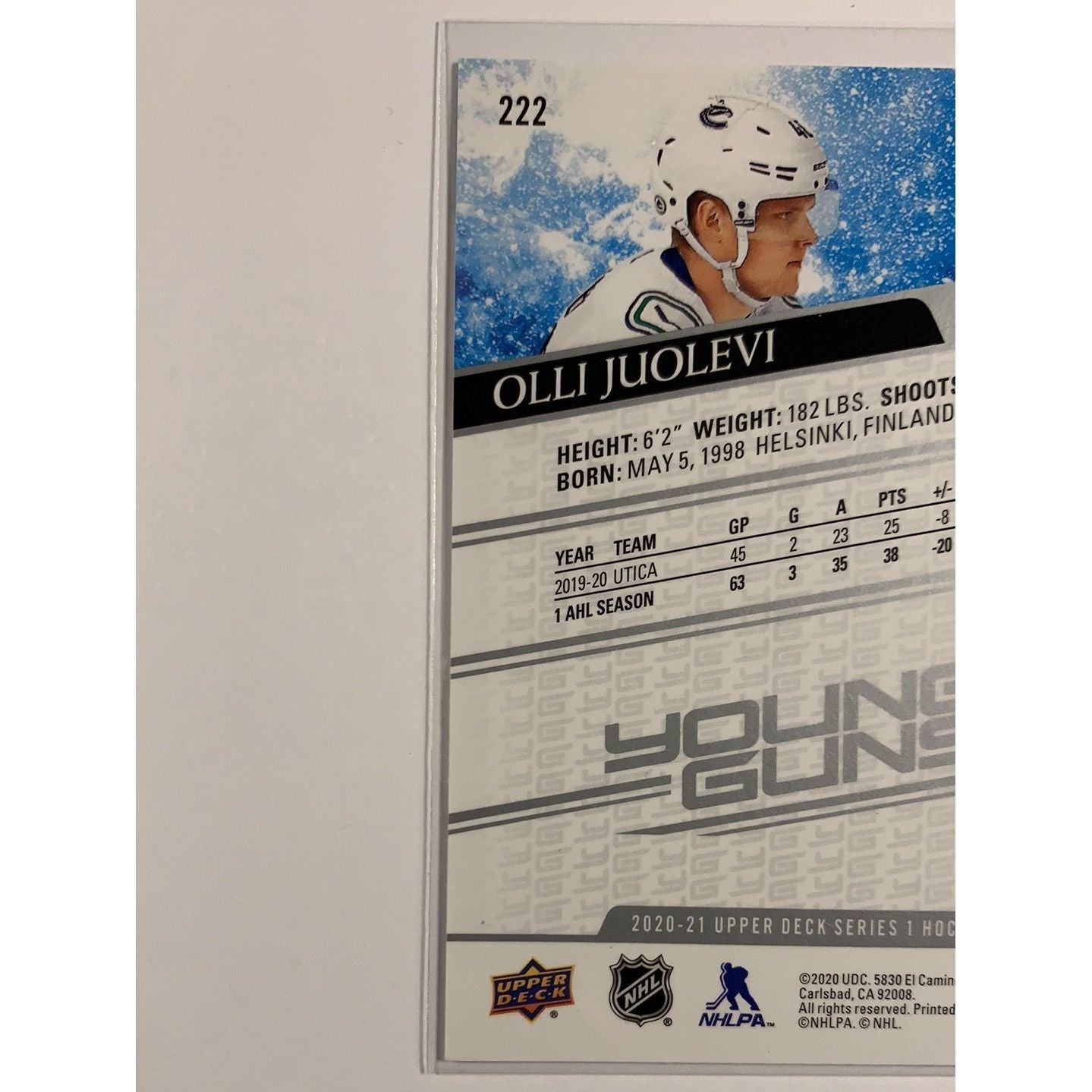 2020-21 Upper Deck Series 1 Olli Juolevi Young Guns  Local Legends Cards & Collectibles