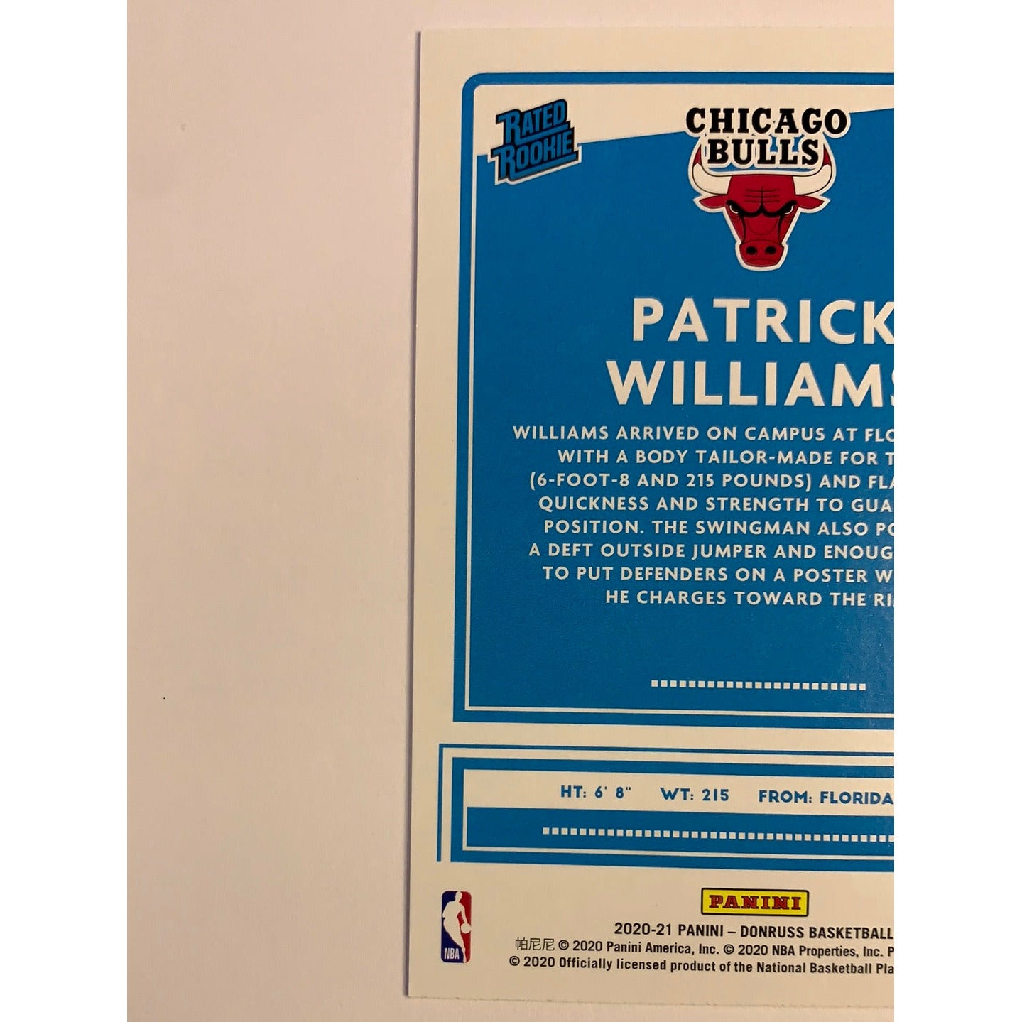 2020-21 Donruss Patrick Williams Rated Rookie | Local Legends Cards & Collectibles