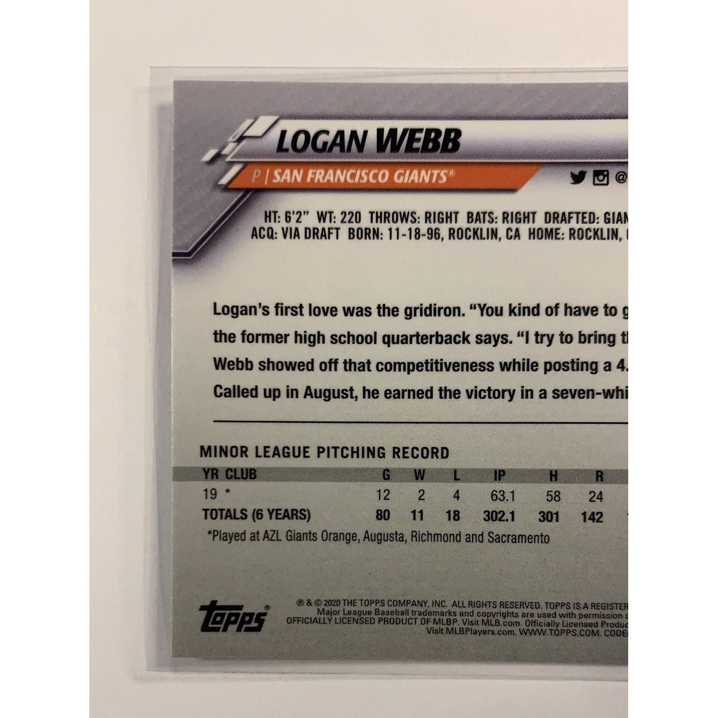 2020 Topps Chrome Logan Webb RC X-Fractor | Local Legends Cards & Collectibles