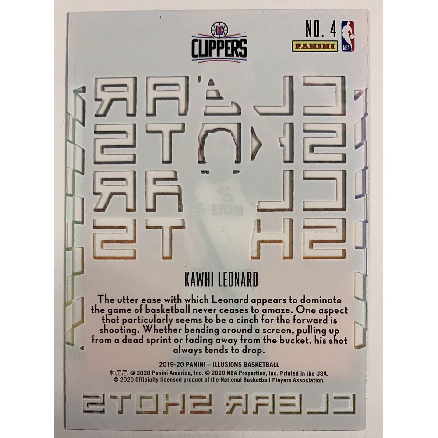 2019-20 Illusions Kawhi Leonard Clear Shots Orange Acetate | Local Legends Cards & Collectibles