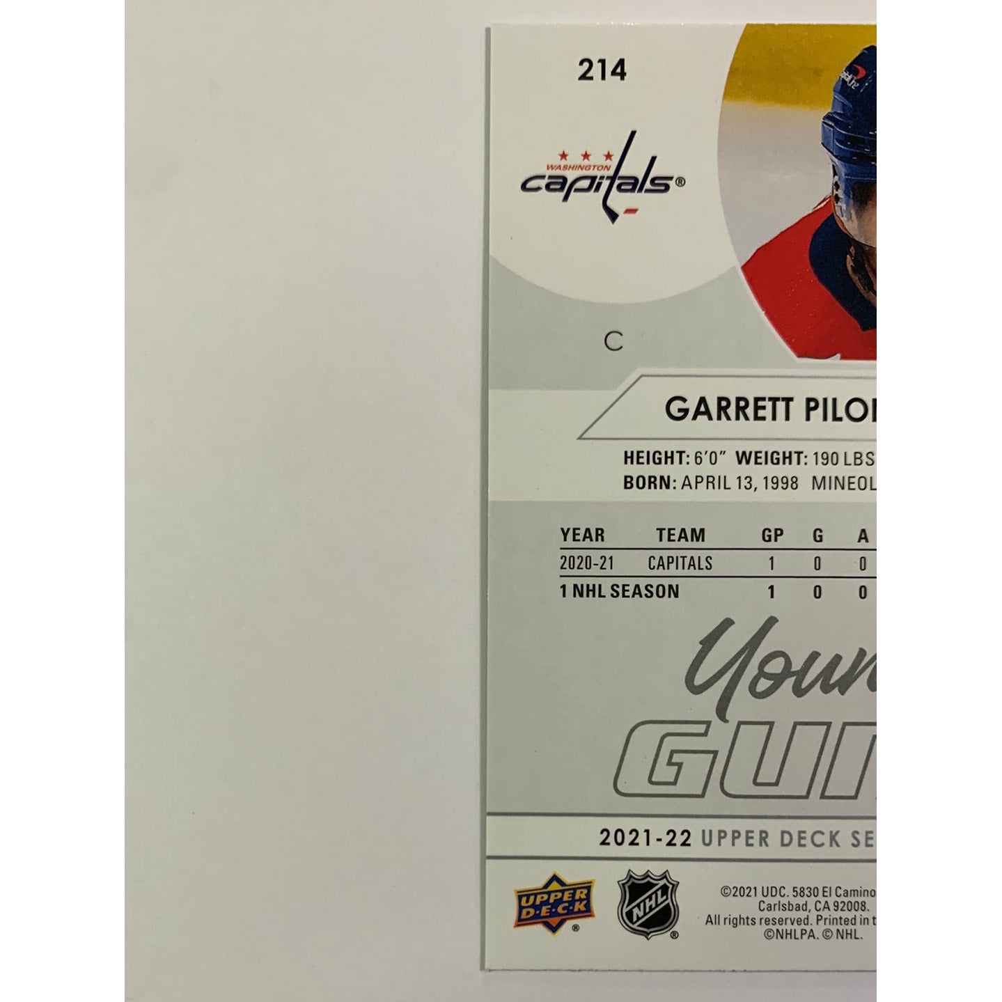 2021-22 Upper Deck Series 1 Garrett Pilon French Young Guns | Local Legends Cards & Collectibles