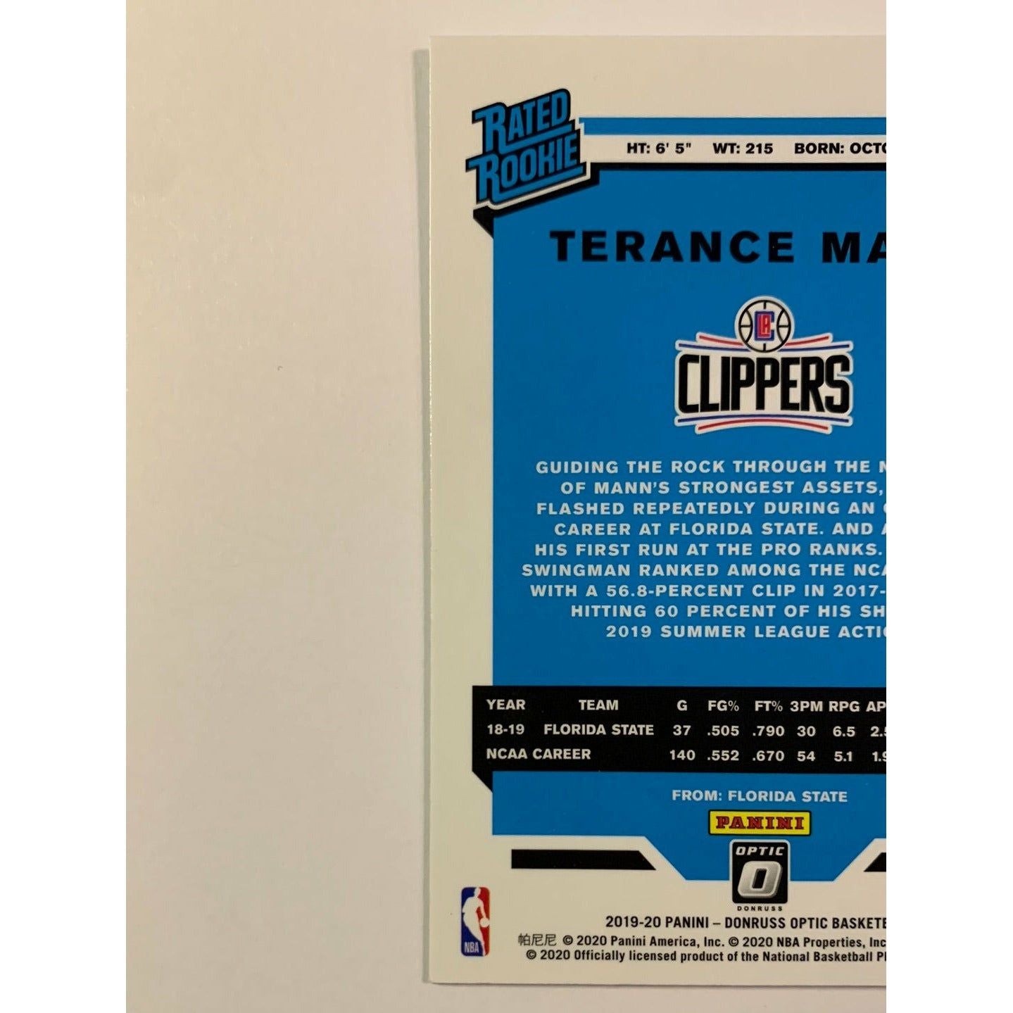 2019-20 Donruss Optic Terance Mann Rated Rookie | Local Legends Cards & Collectibles