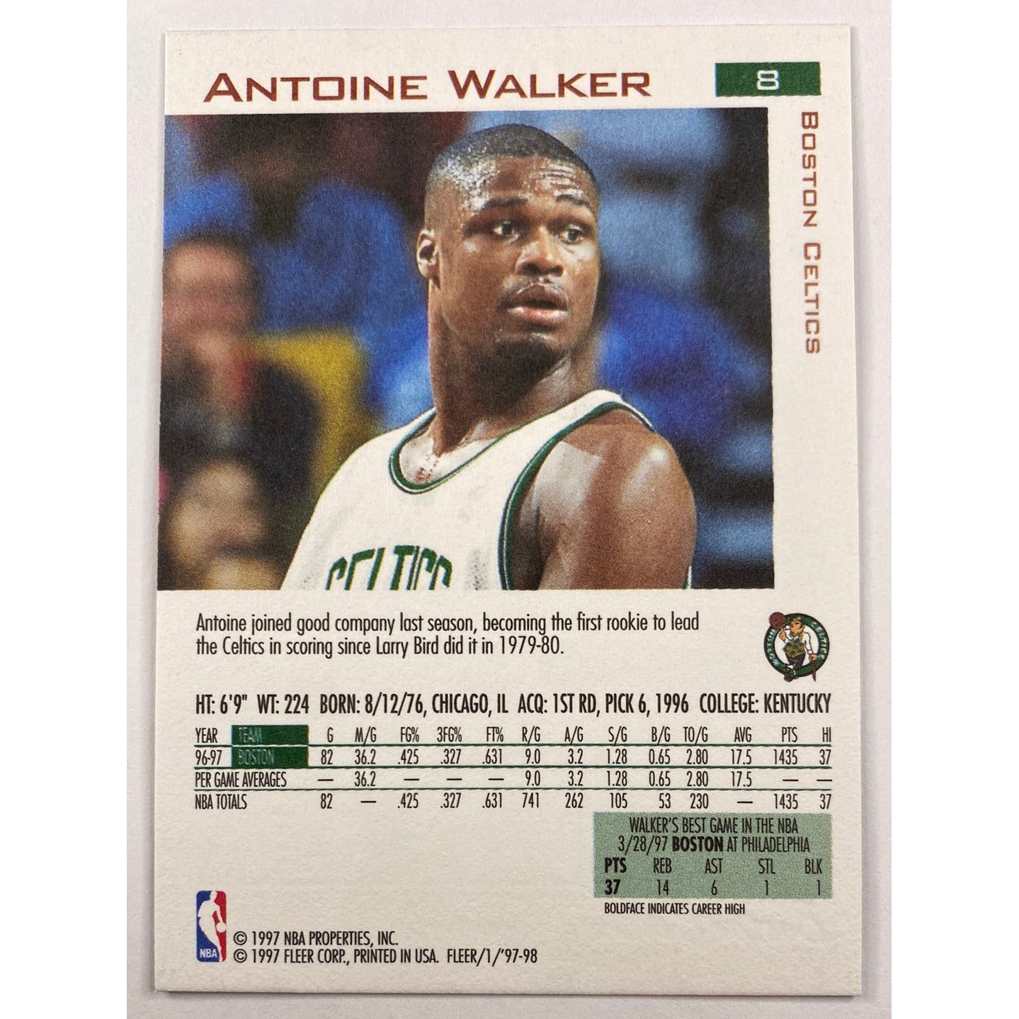 1997-98 Fleer Antoine Walker 1997 All Rookie | Local Legends Cards & Collectibles