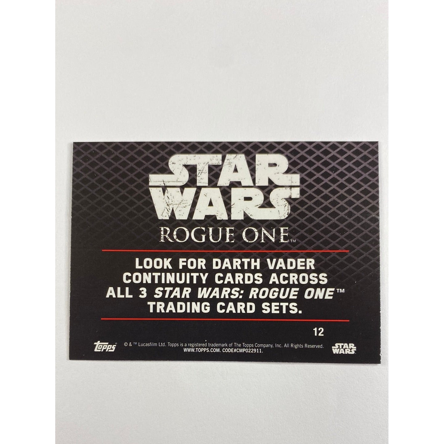 Topps Rogue One Darth Vader Continuity Foil /3