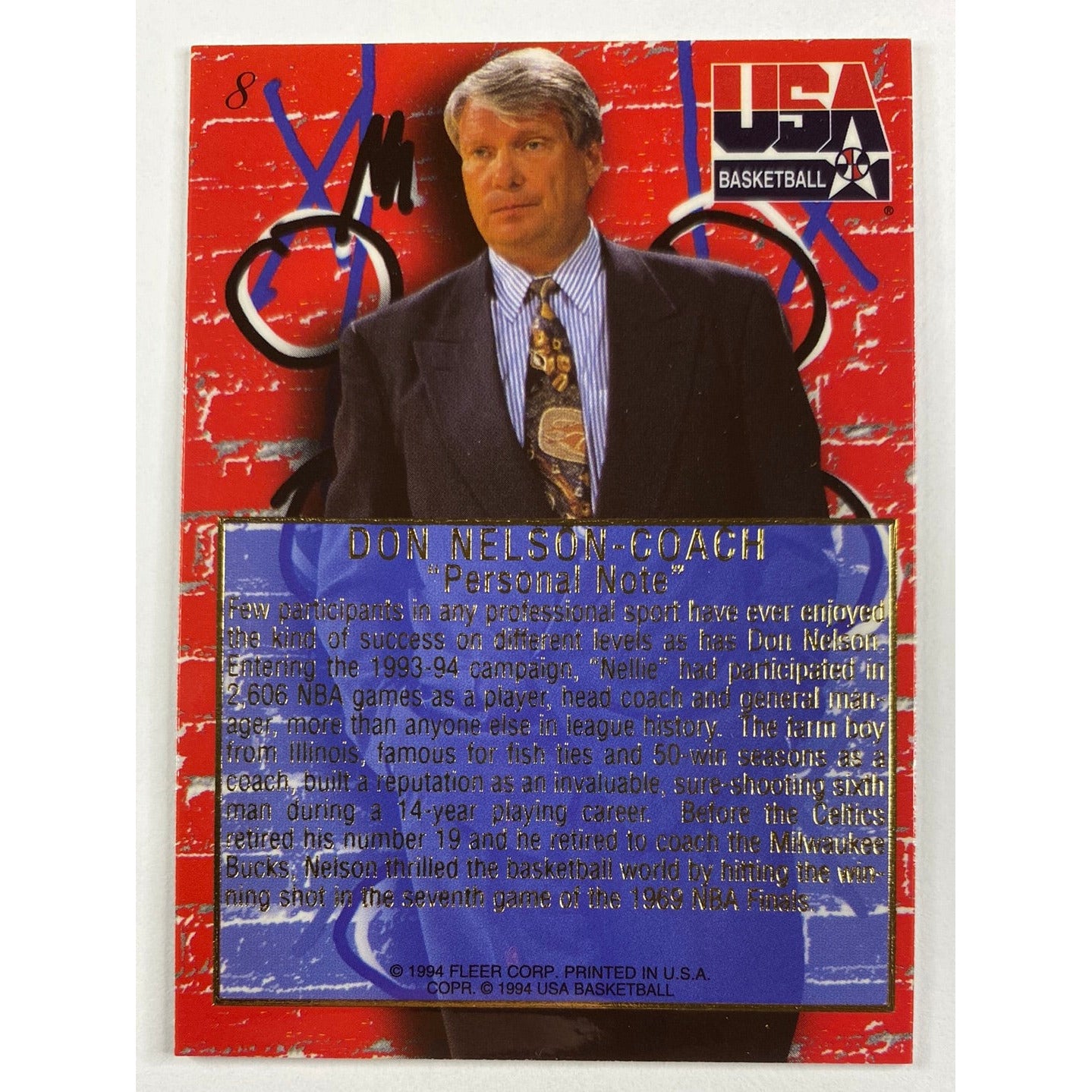 1994 Flair Don Nelson Personal Note | Local Legends Cards & Collectibles
