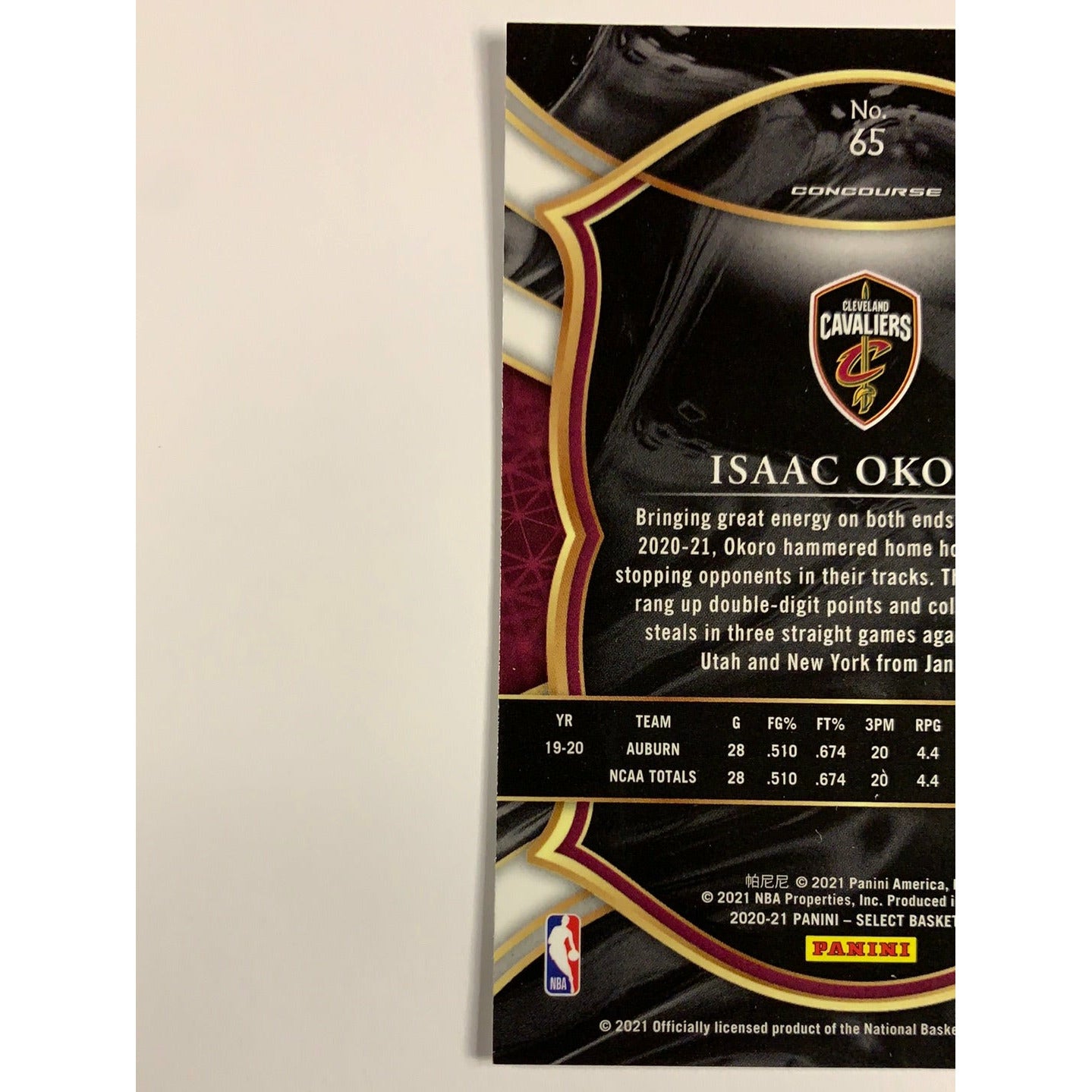 2021 Select Isaac Okoro Concourse Level RC | Local Legends Cards & Collectibles