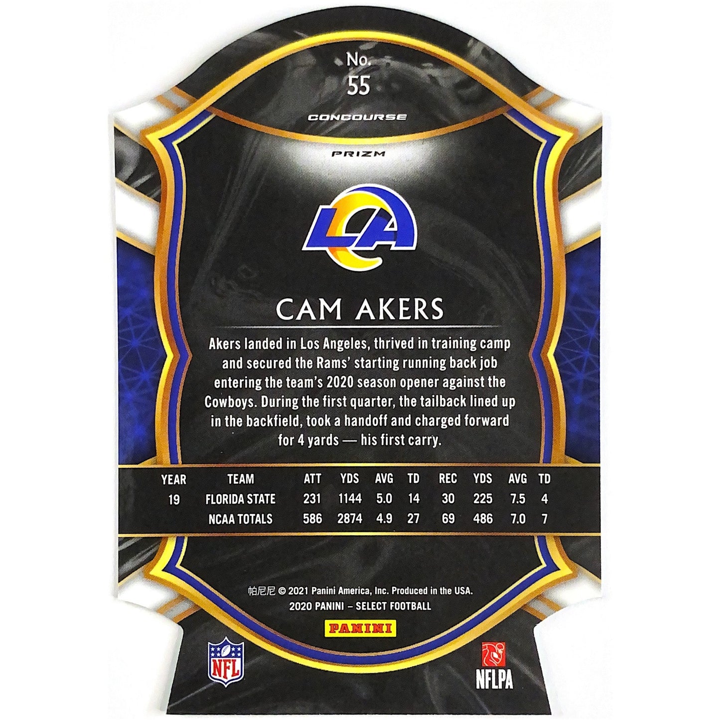 2020 Select Cam Akers Lime Green Die Cut RC | Local Legends Cards & Collectibles