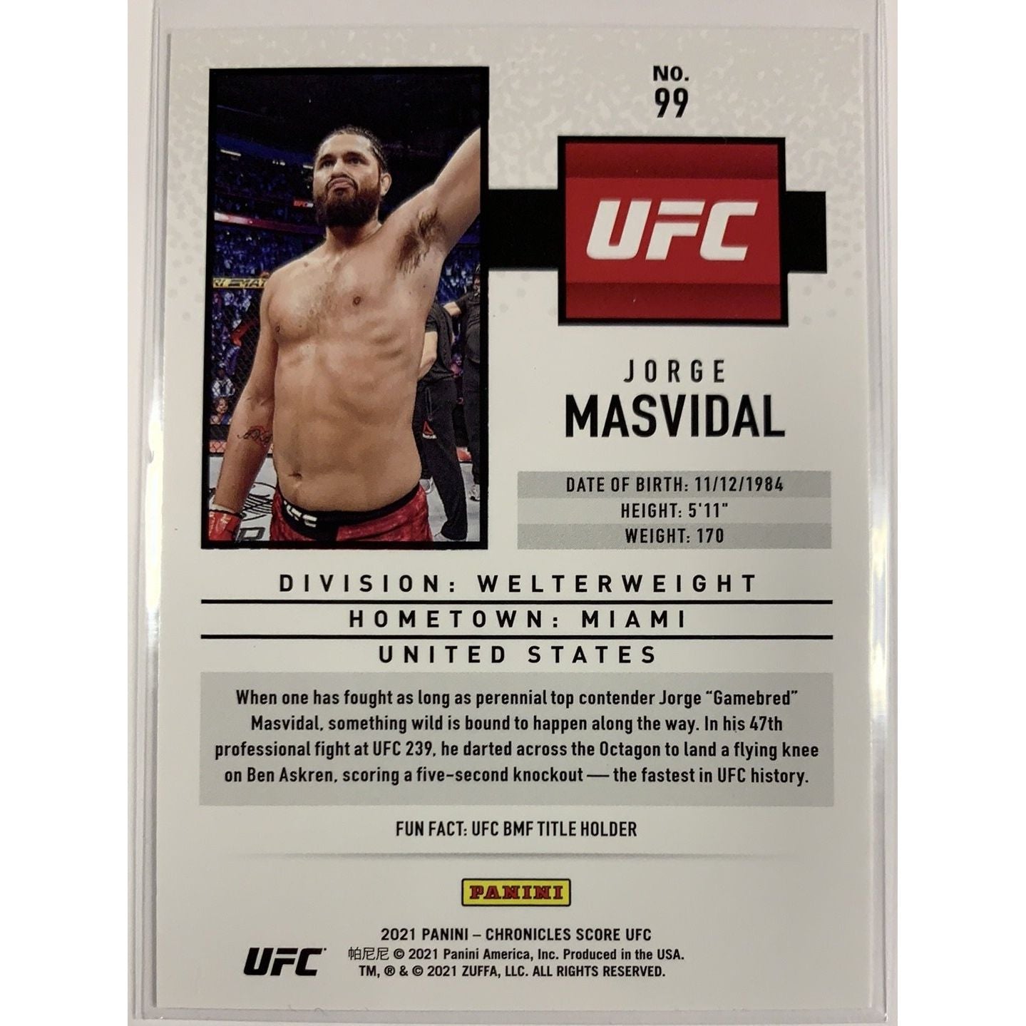 2021 Panini Chronicles Score Jorge Masvidal Local Legends Cards & Collectibles