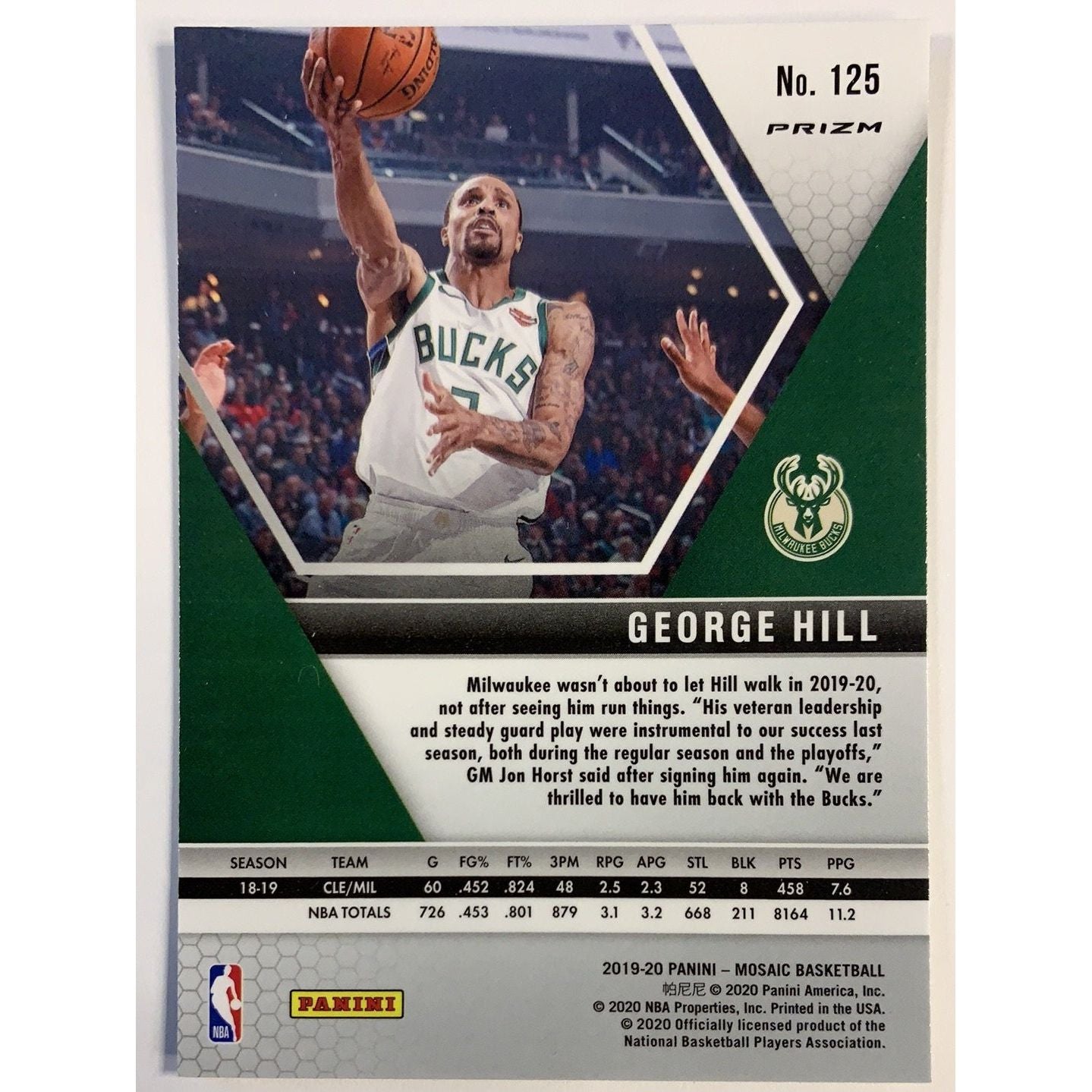 2019-20 Mosaic George Hill Prizm | Local Legends Cards & Collectibles