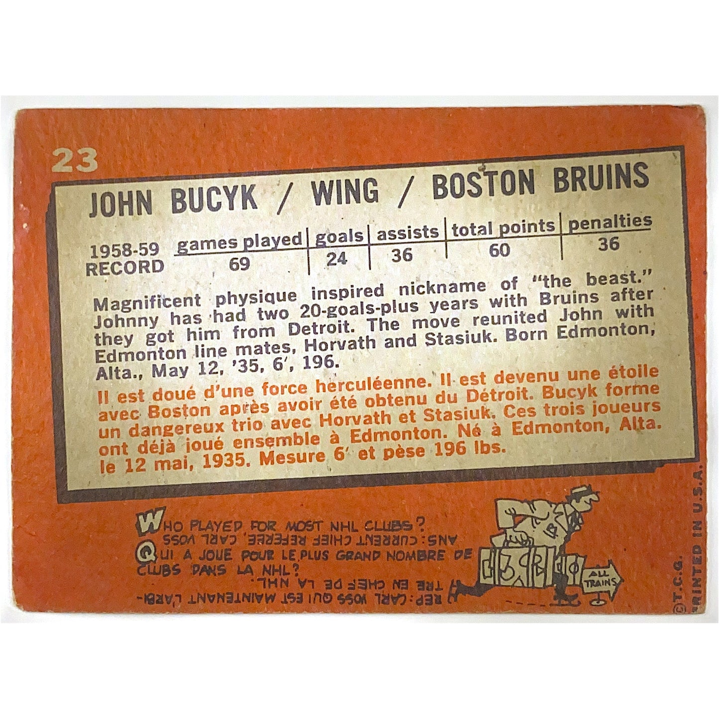 1959-60 Topps John Bucyk | Local Legends Cards & Collectibles