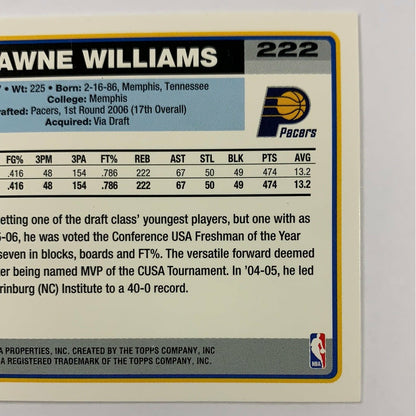 2006-07 Topps Shawne Williams RC