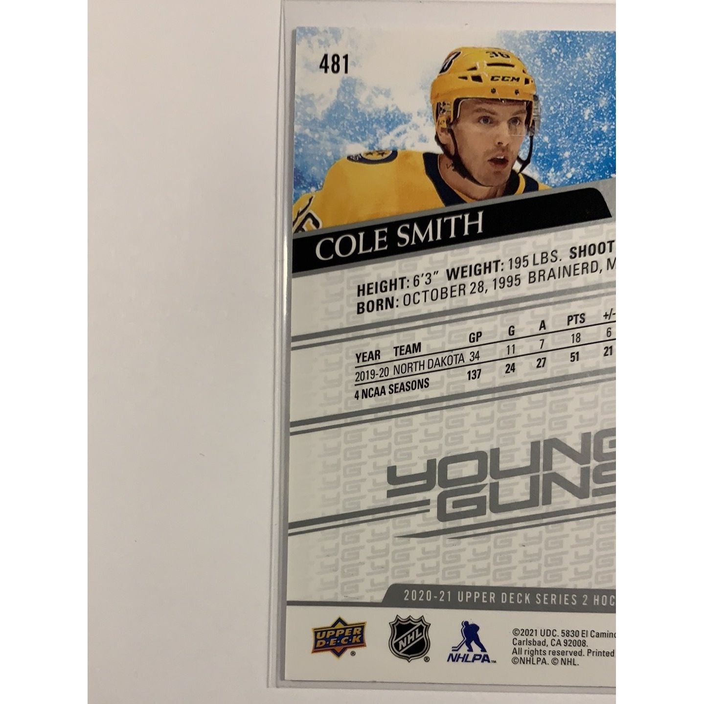 2020-21 Upper Deck Series 2 Cole Smith Young Guns | Local Legends Cards & Collectibles