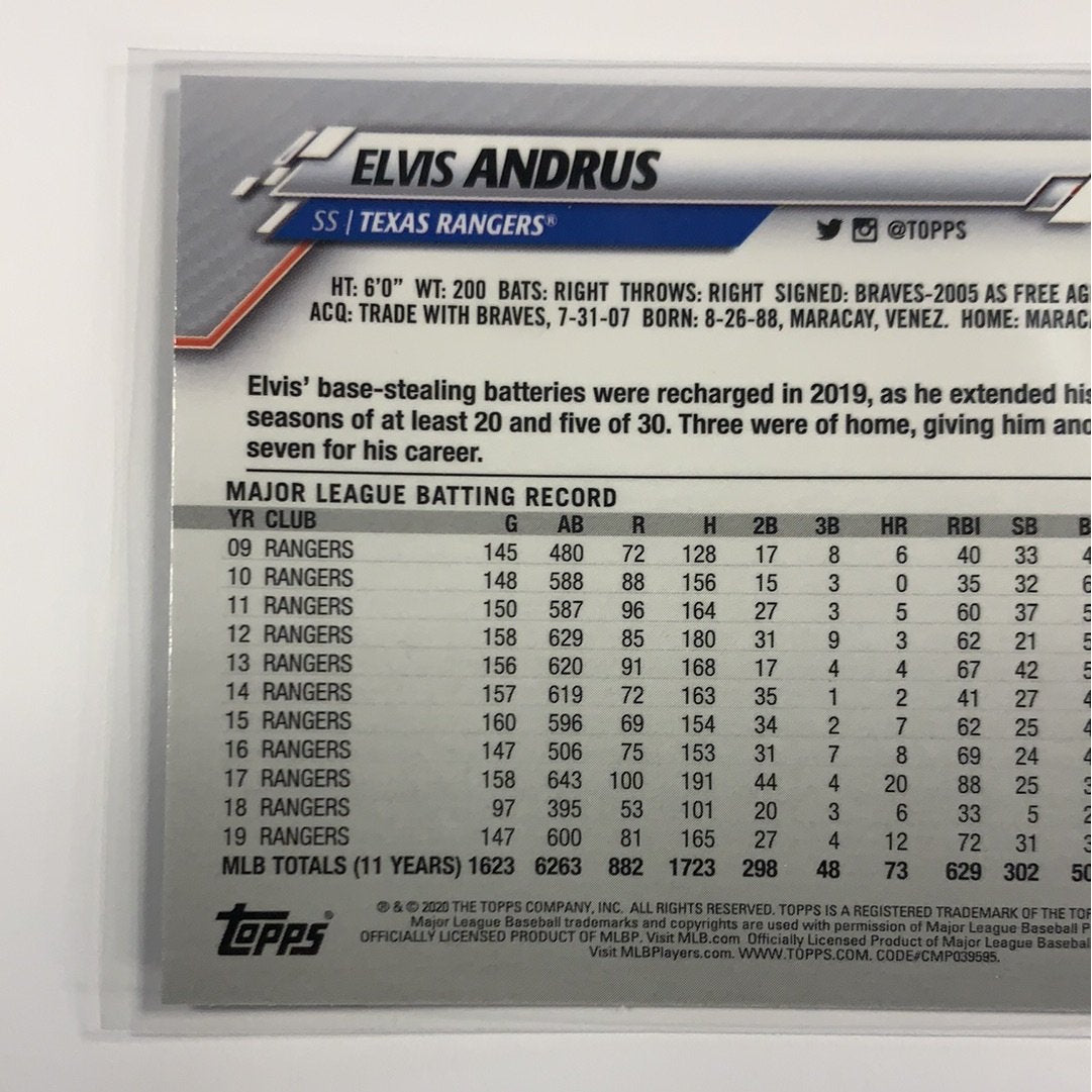 2020 Topps Chrome Elvis Andrus Base #158 Local Legends Cards & Collectibles