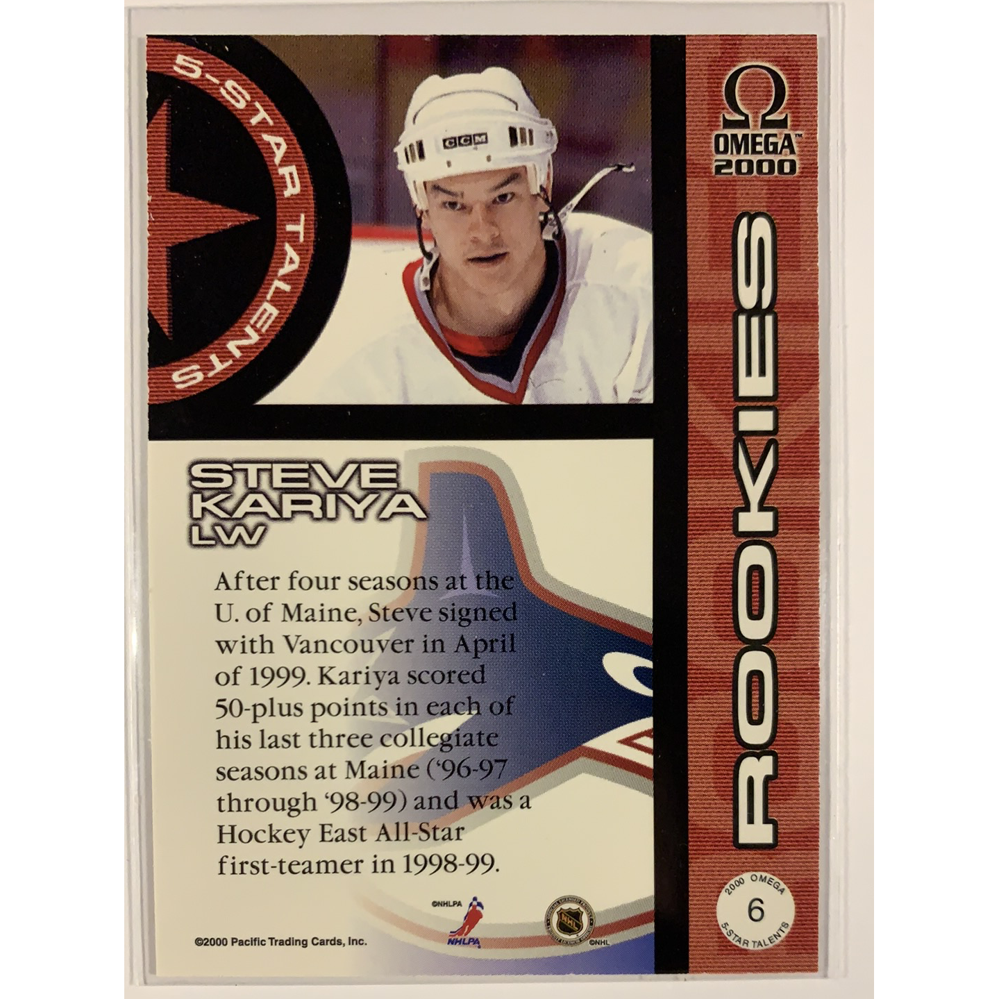 2000-01 Pacific Omega Steve Kariya Rookies Local Legends Cards & Collectibles
